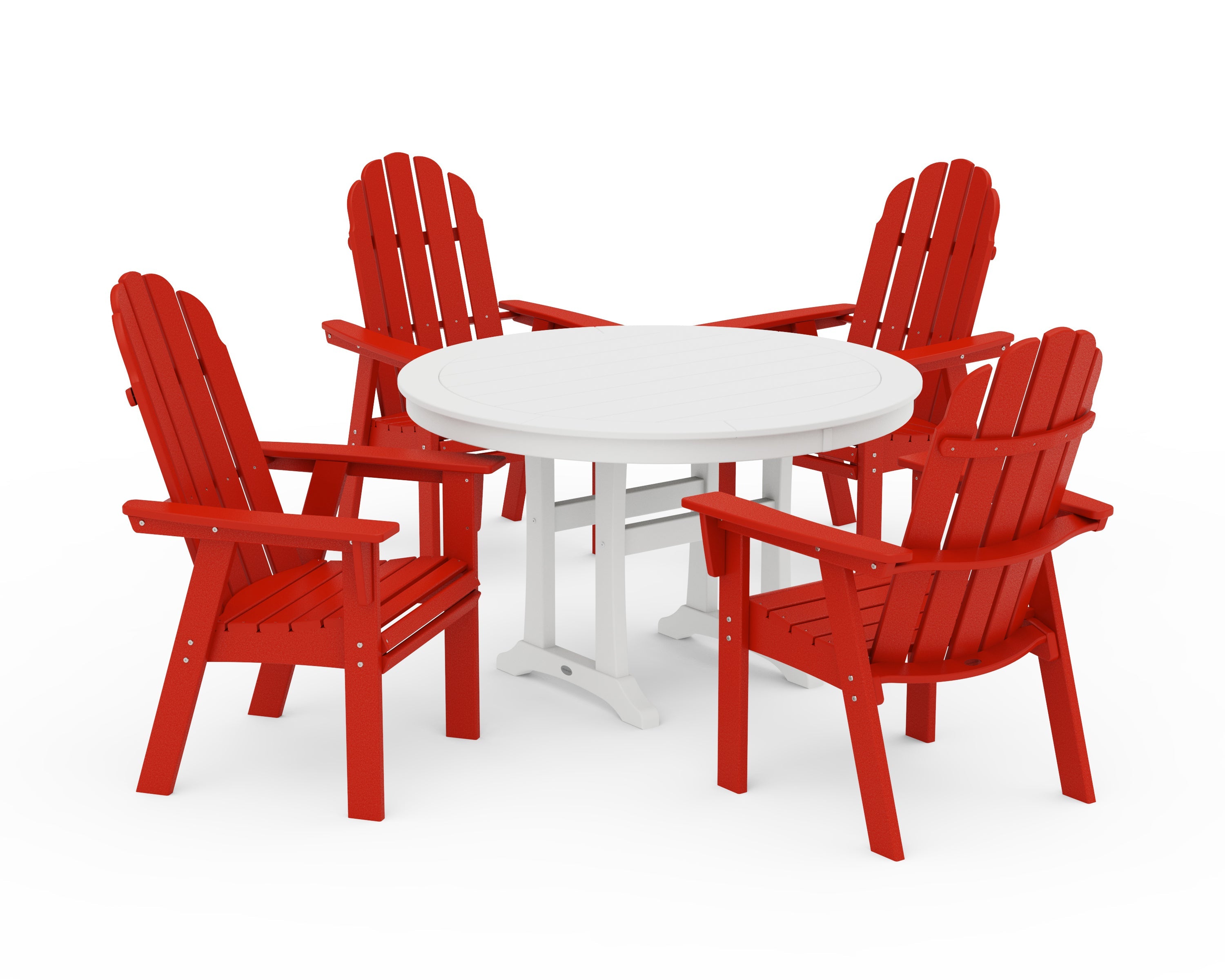 Vineyard Curveback Adirondack 5-Piece Nautical Trestle Dining Set 12