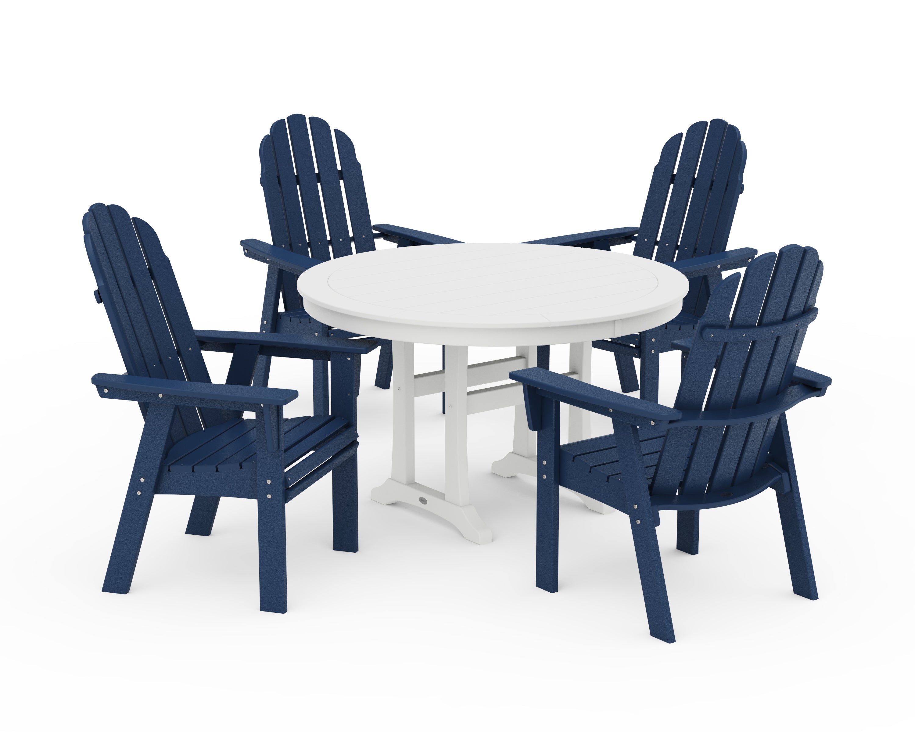 Vineyard Curveback Adirondack 5-Piece Nautical Trestle Dining Set 10