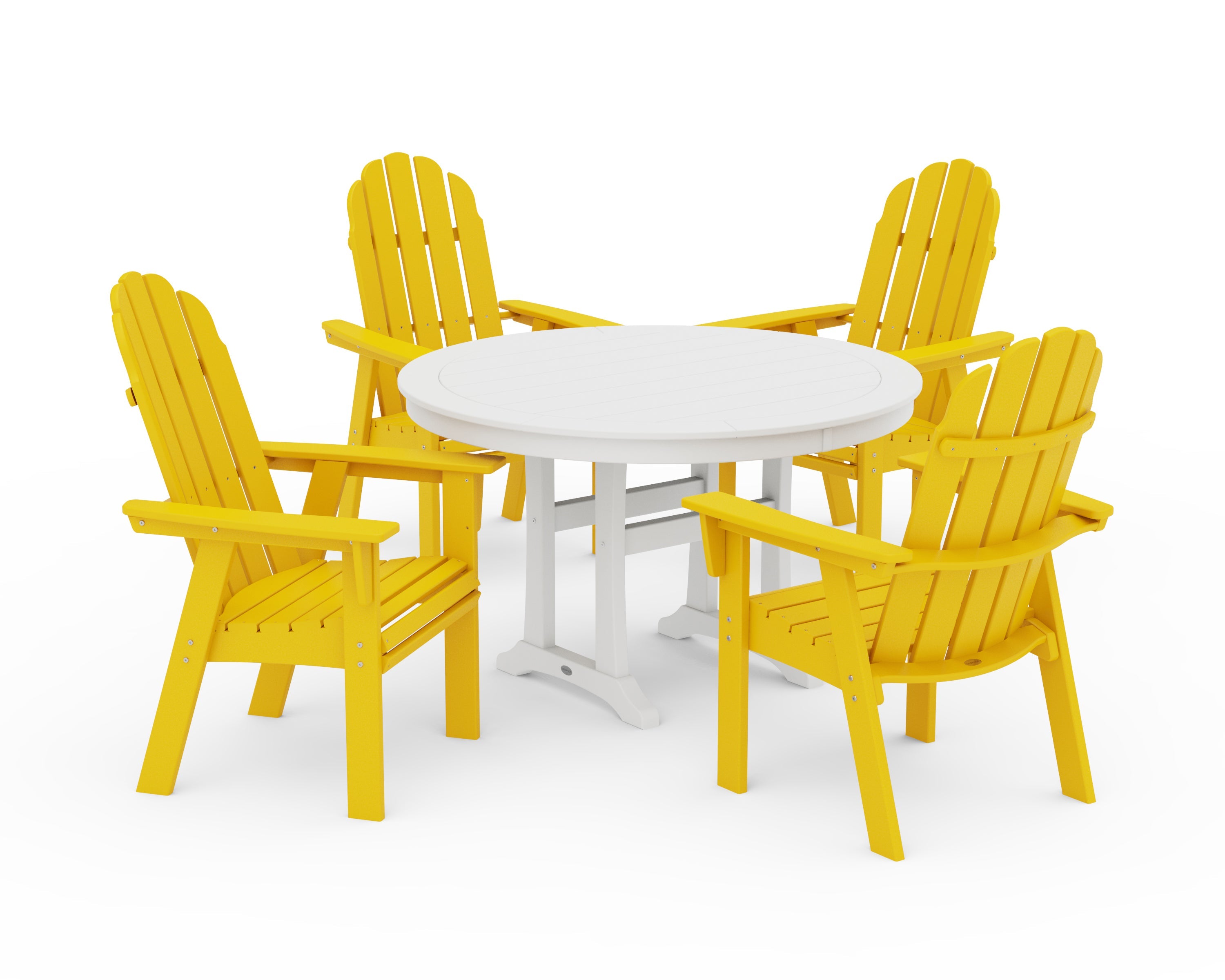 Vineyard Curveback Adirondack 5-Piece Nautical Trestle Dining Set 8