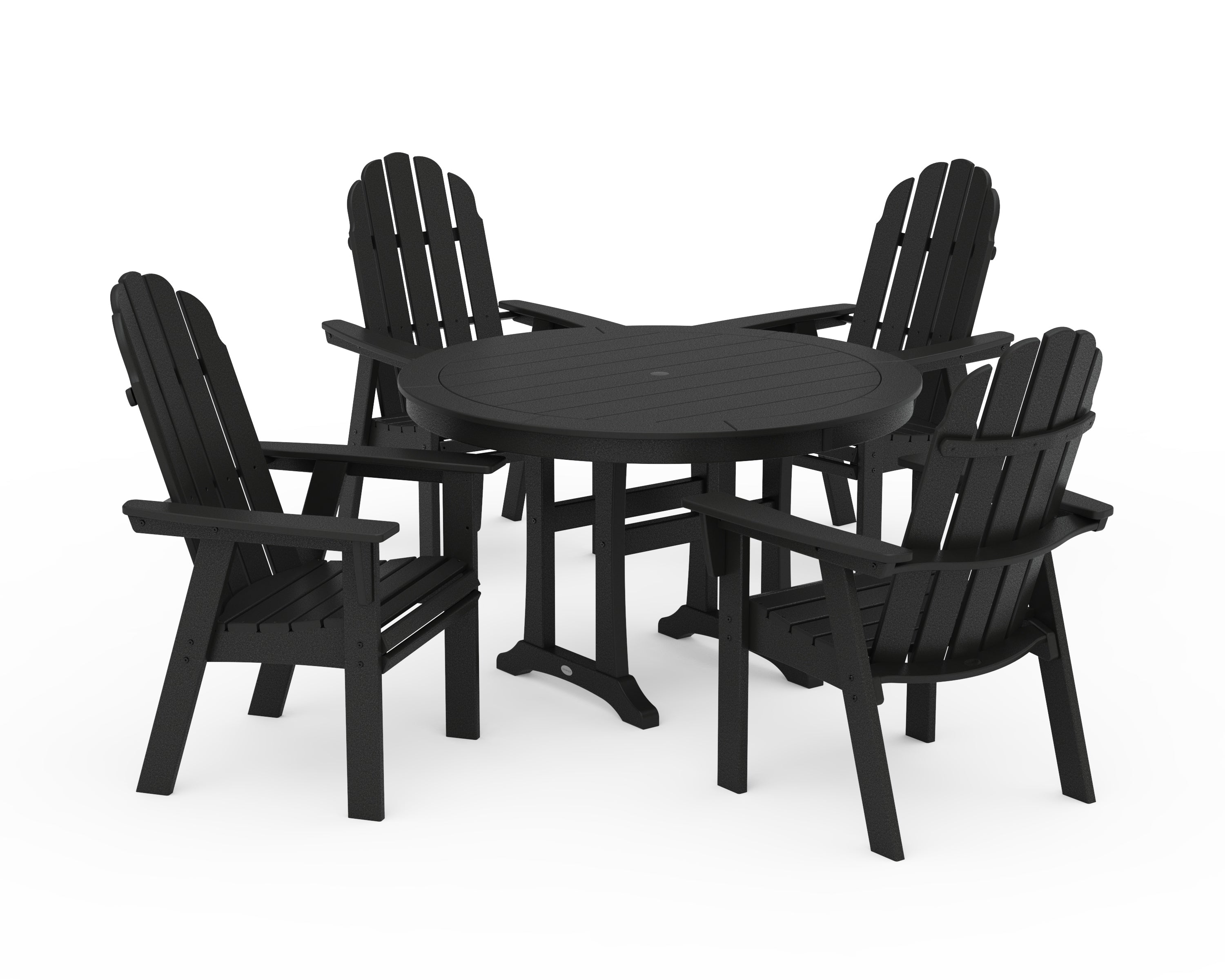 Vineyard Curveback Adirondack 5-Piece Nautical Trestle Dining Set