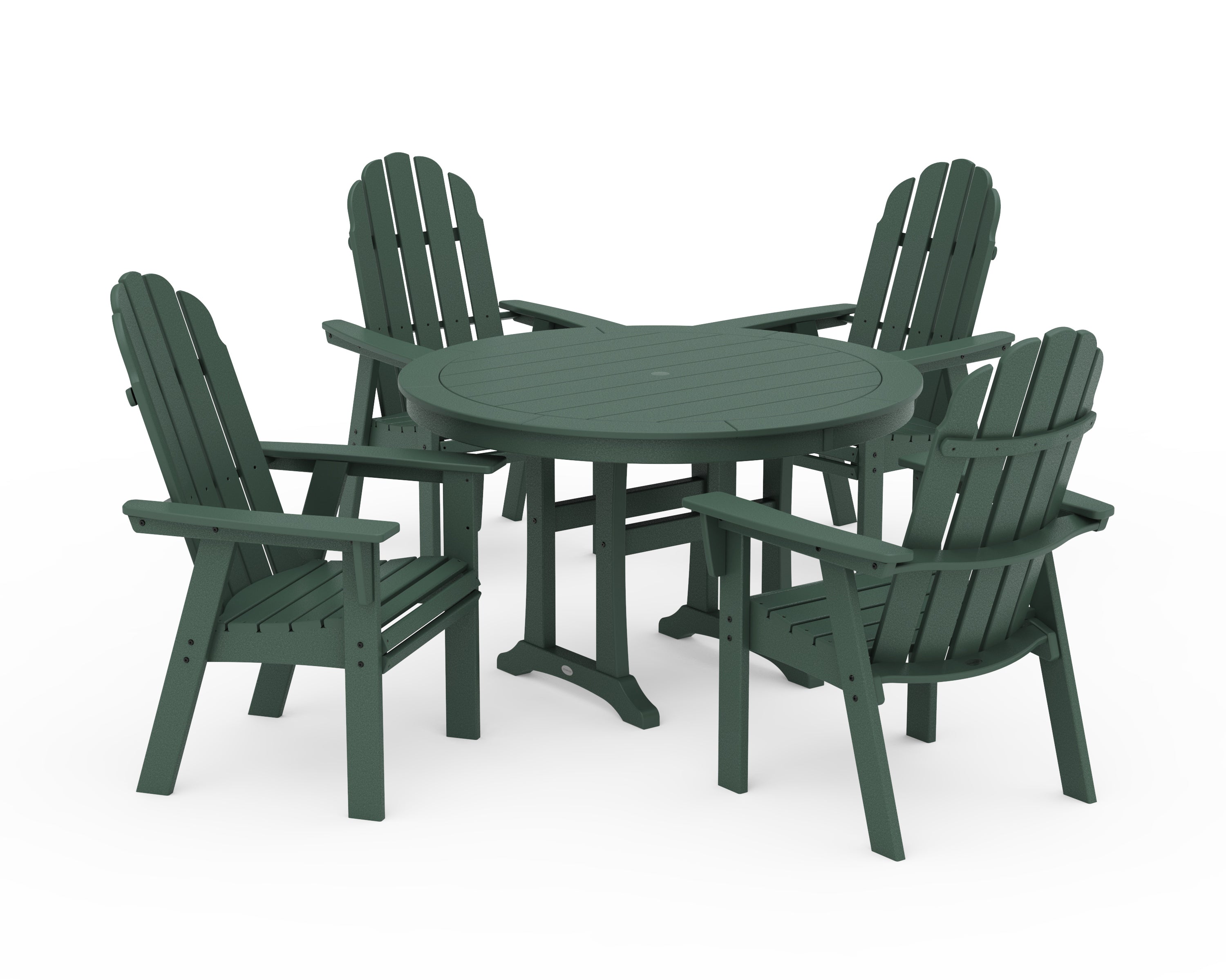 Vineyard Curveback Adirondack 5-Piece Nautical Trestle Dining Set 2