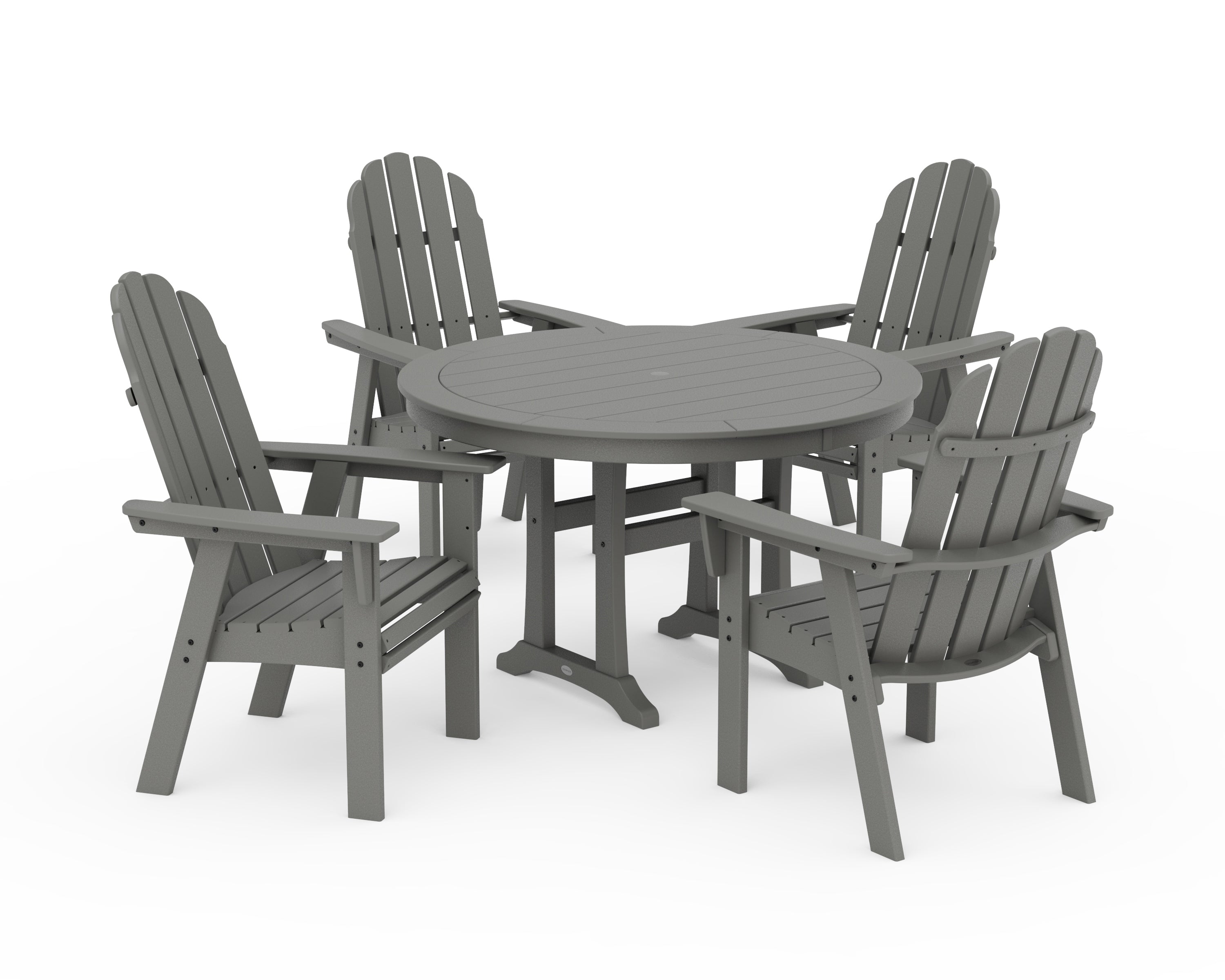 Vineyard Curveback Adirondack 5-Piece Nautical Trestle Dining Set 1