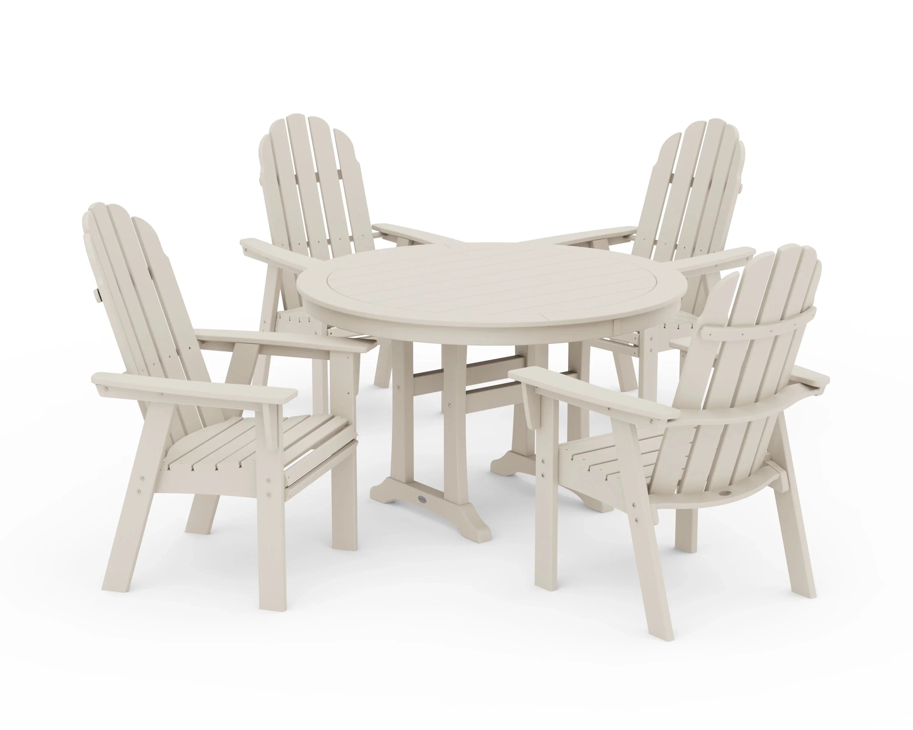 Vineyard Curveback Adirondack 5-Piece Nautical Trestle Dining Set 5