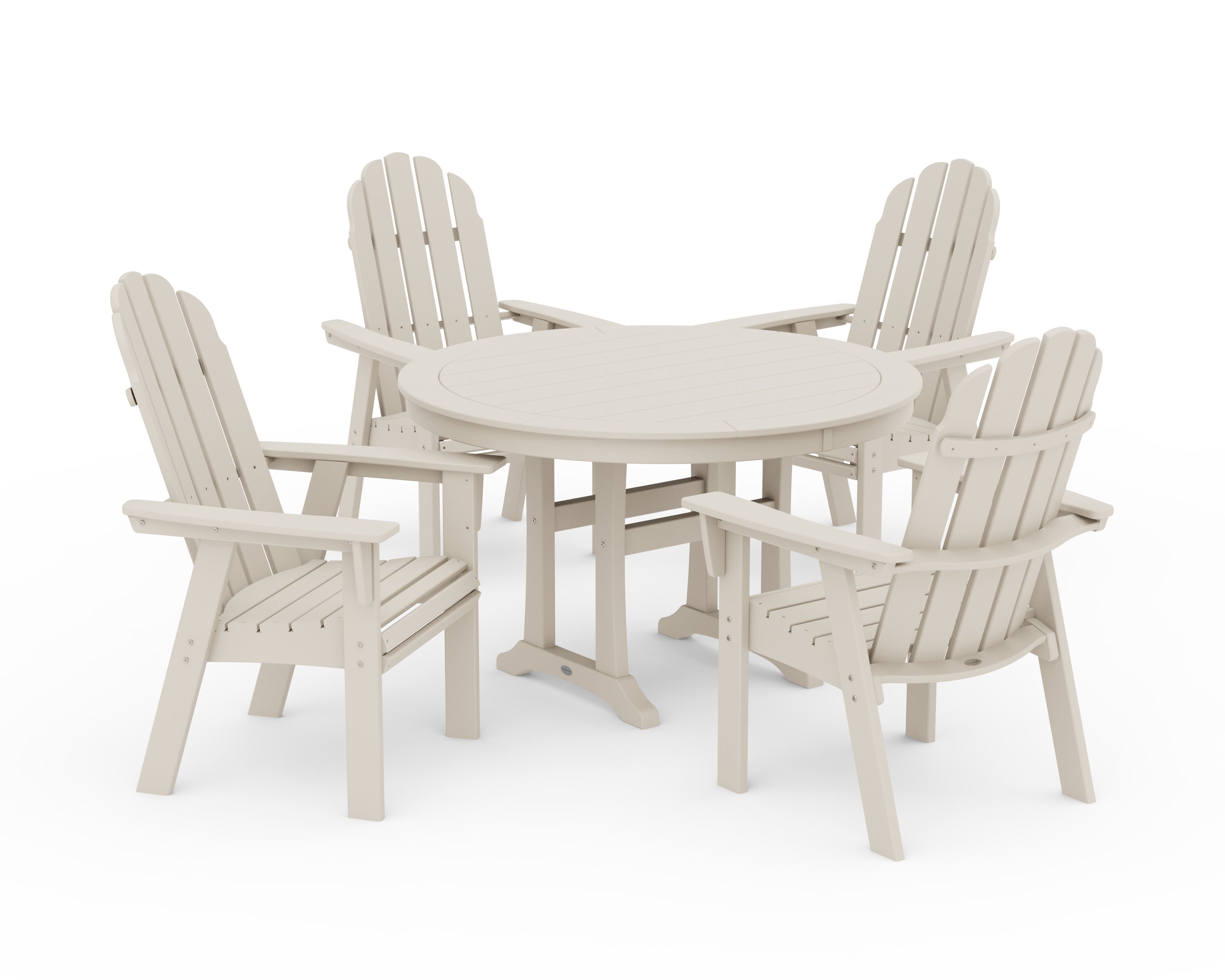 Vineyard Curveback Adirondack 5-Piece Nautical Trestle Dining Set 5