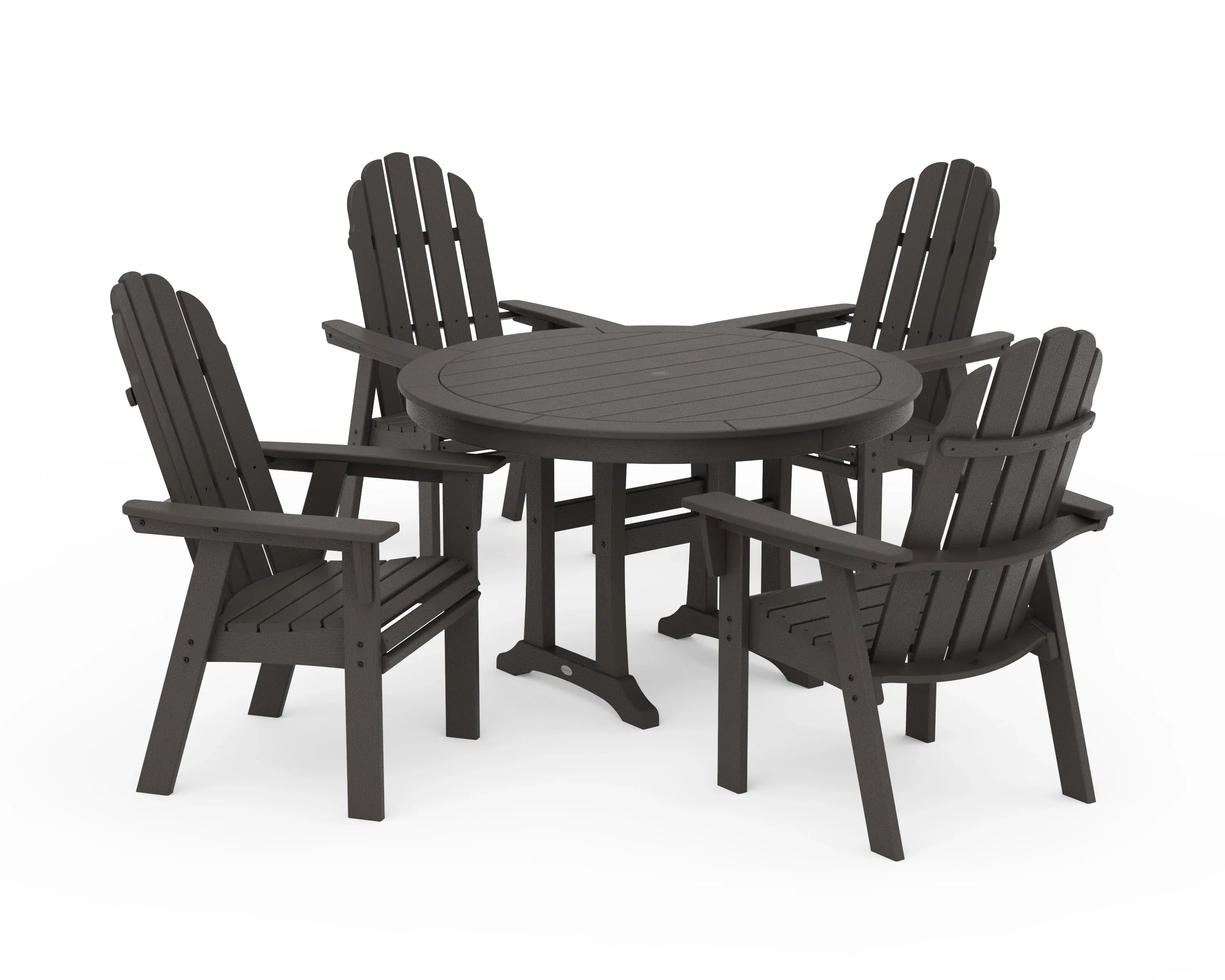 Vineyard Curveback Adirondack 5-Piece Nautical Trestle Dining Set 14