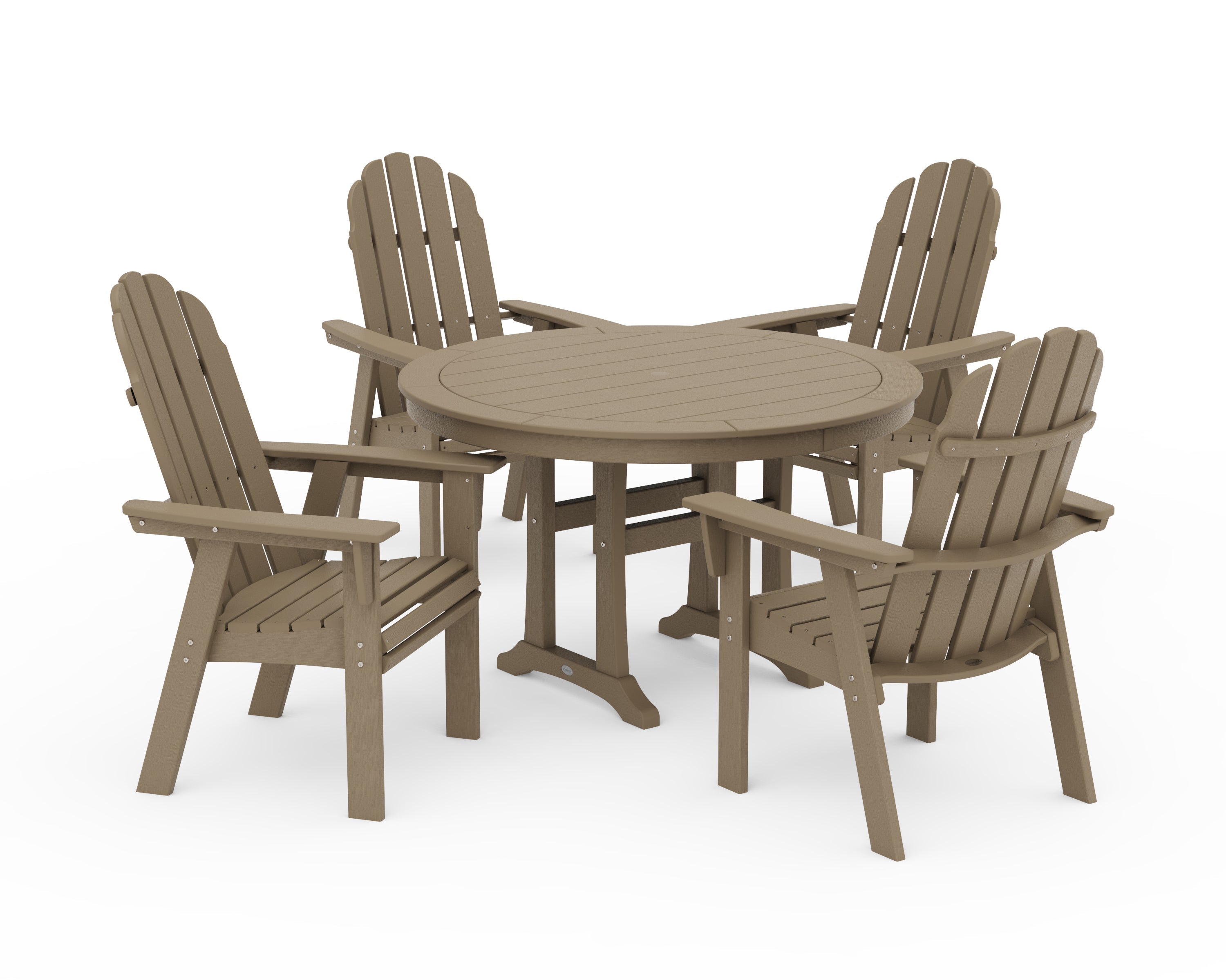 Vineyard Curveback Adirondack 5-Piece Nautical Trestle Dining Set 15
