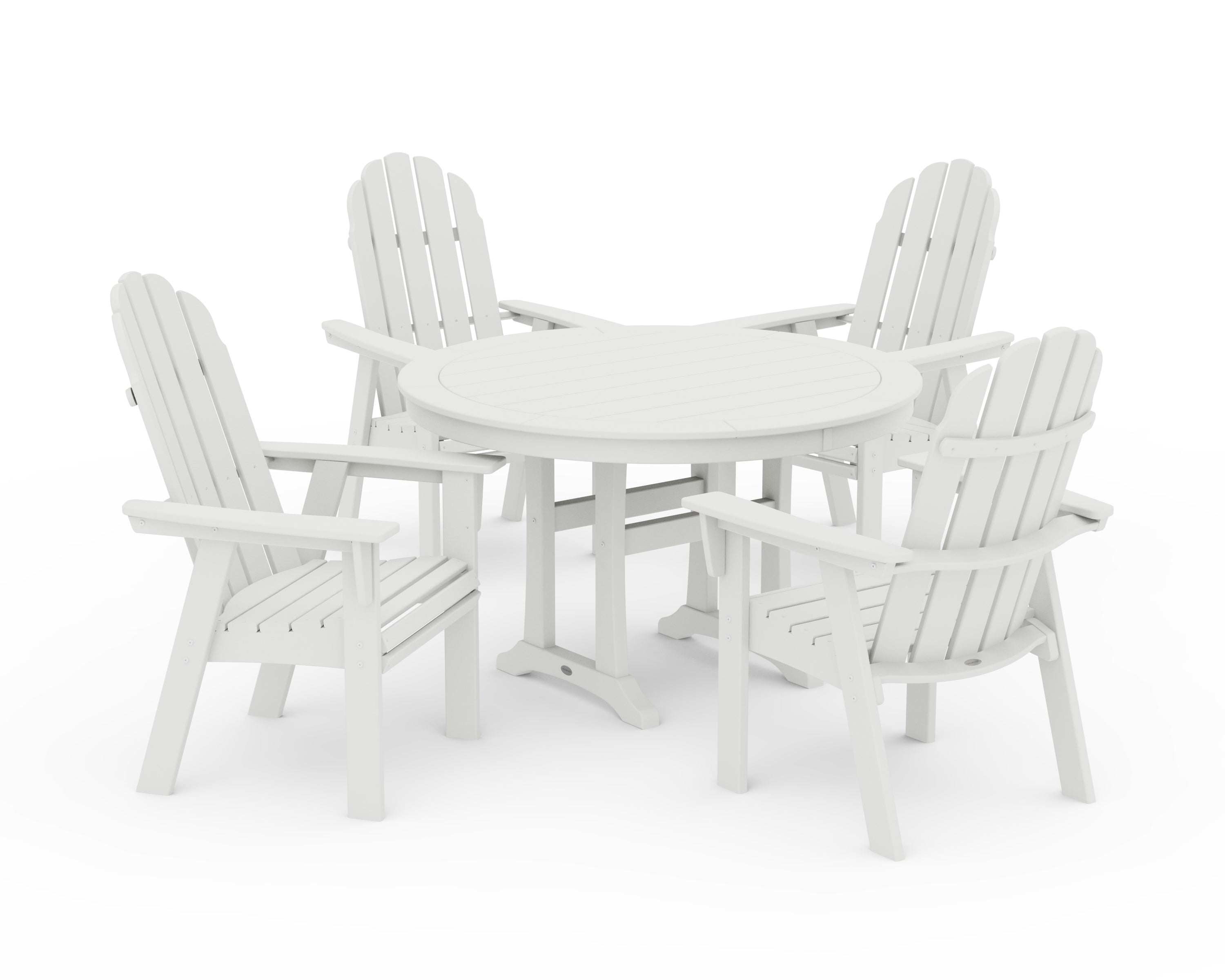 Vineyard Curveback Adirondack 5-Piece Nautical Trestle Dining Set 16
