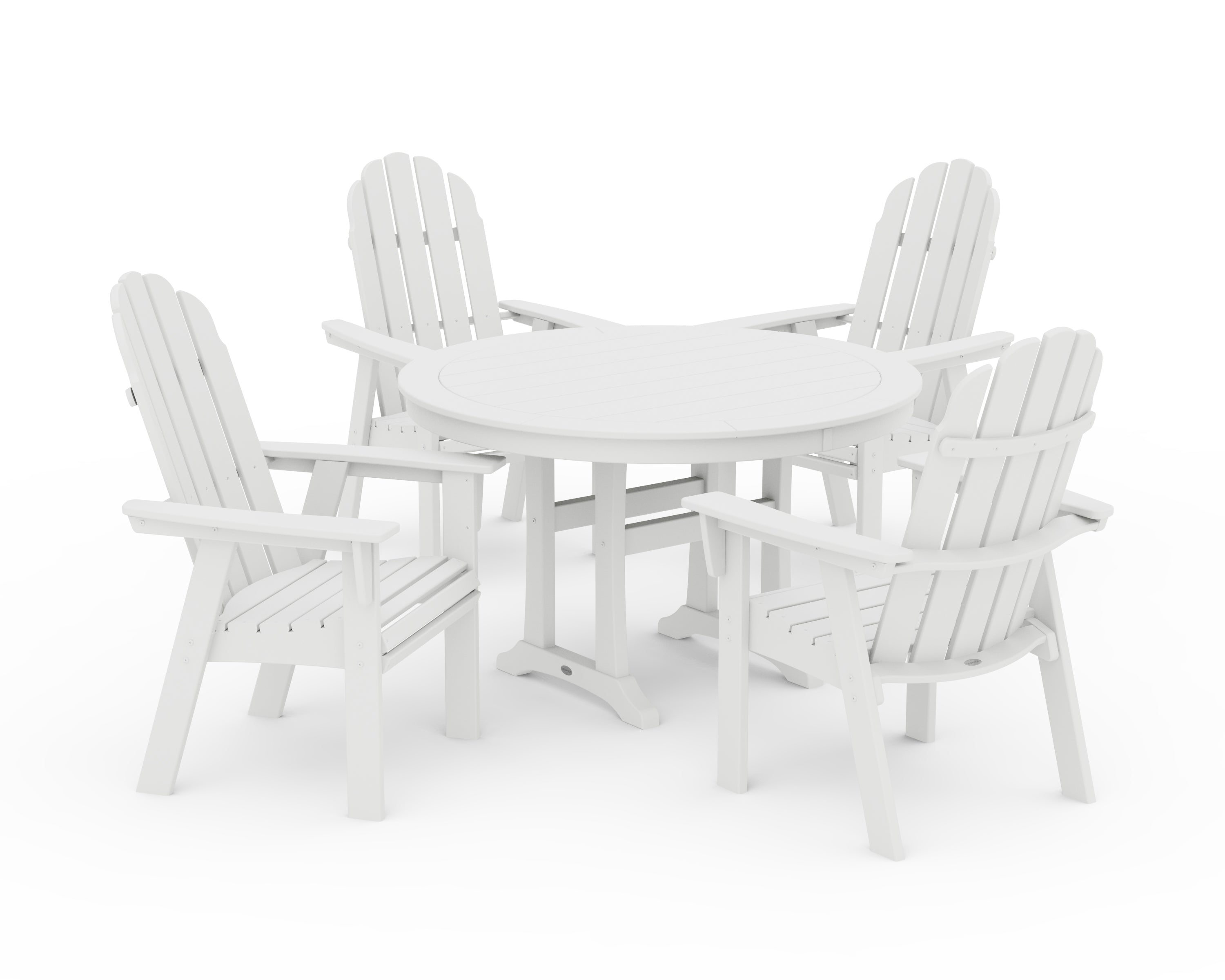 Vineyard Curveback Adirondack 5-Piece Nautical Trestle Dining Set 6