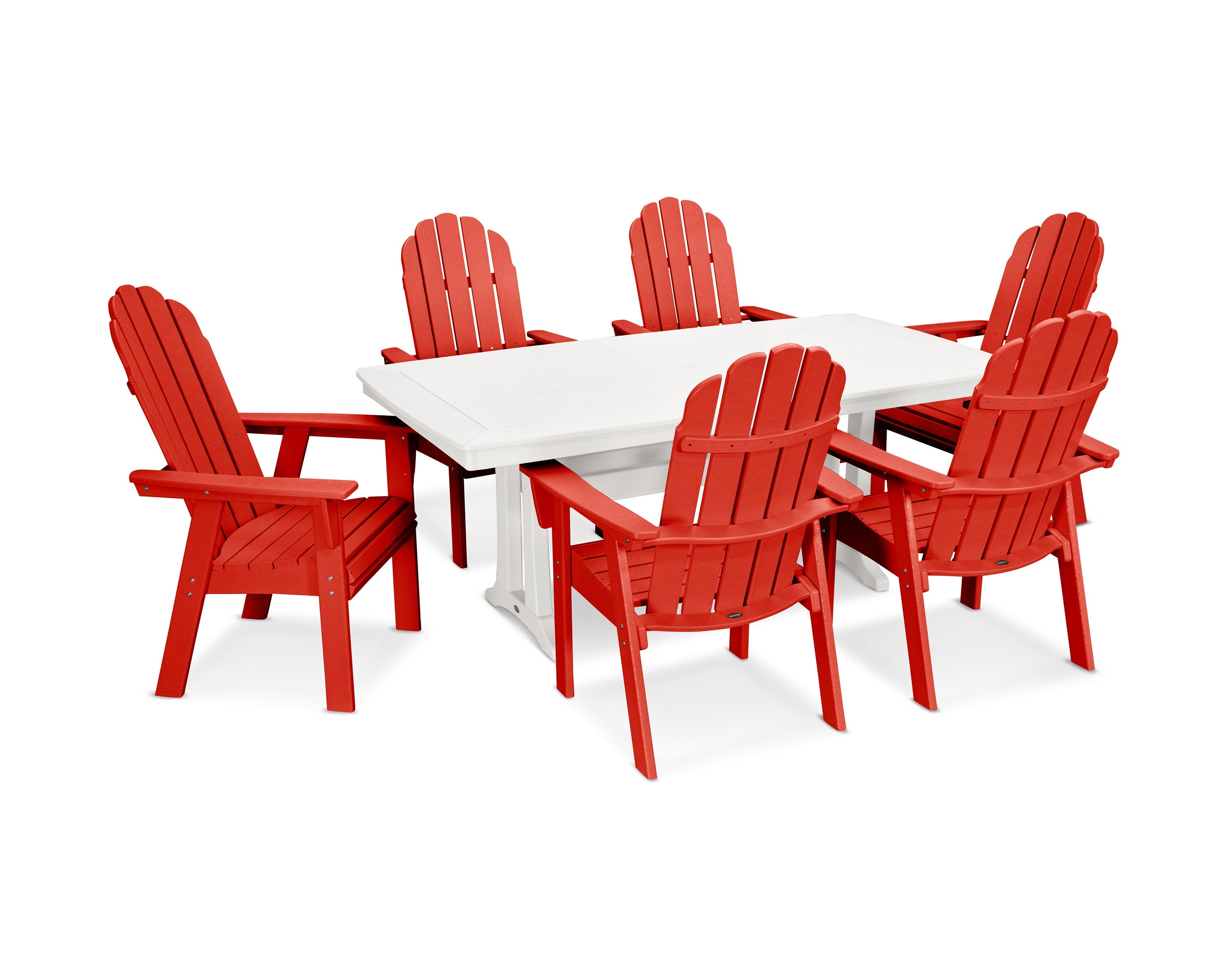 Vineyard Curveback Adirondack 7-Piece Dining Set with Trestle Legs 12