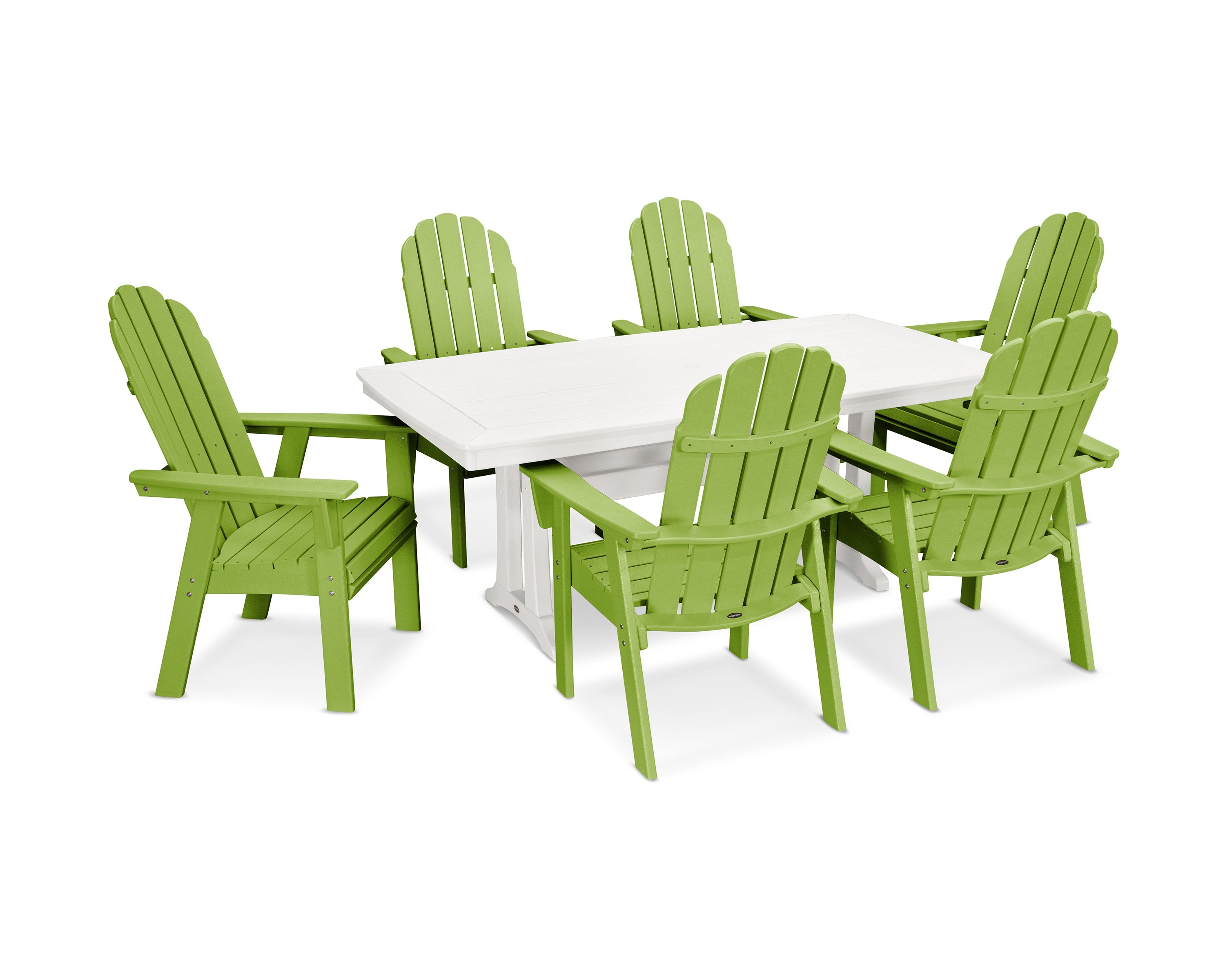 Vineyard Curveback Adirondack 7-Piece Dining Set with Trestle Legs 9