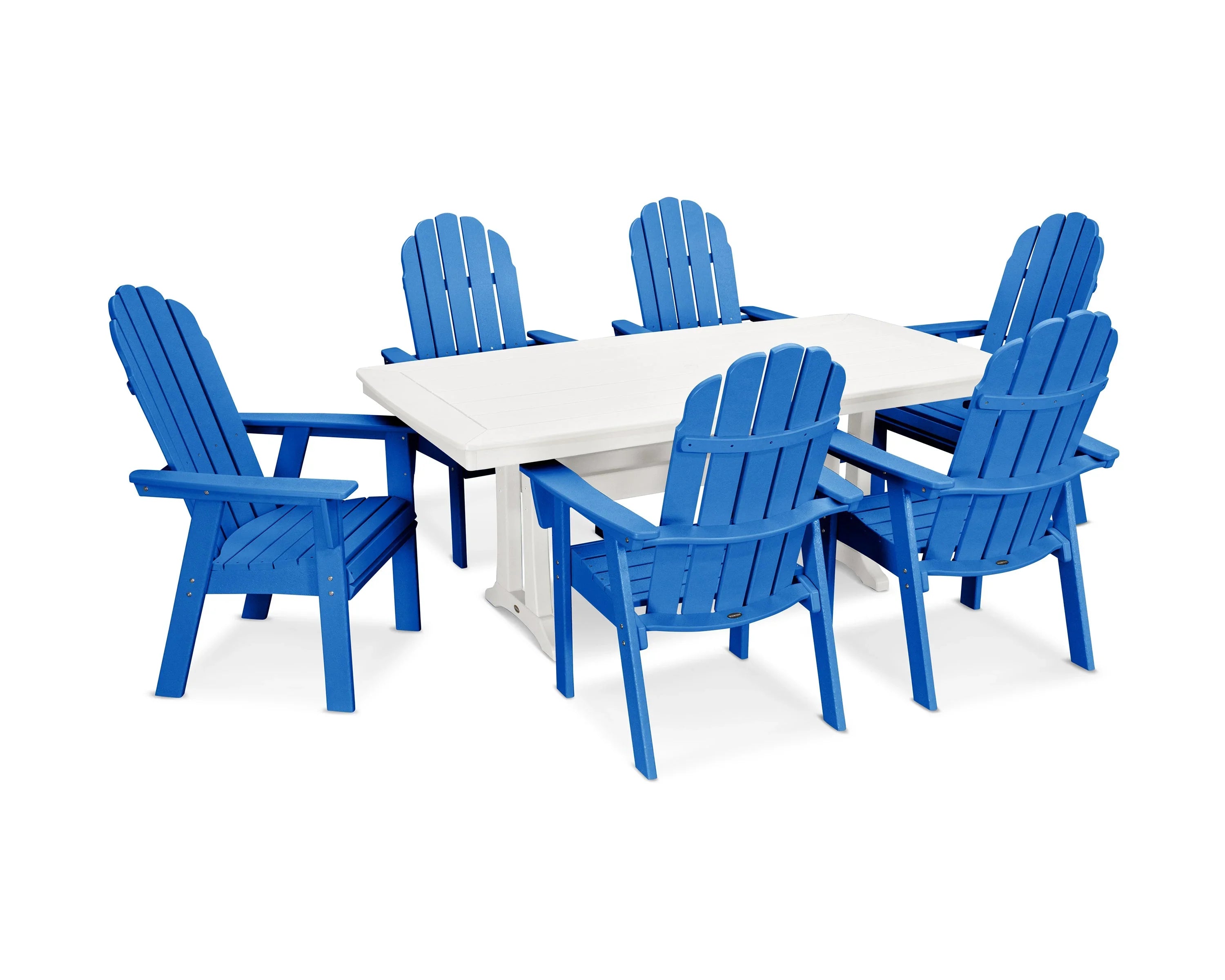 Vineyard Curveback Adirondack 7-Piece Dining Set with Trestle Legs 11