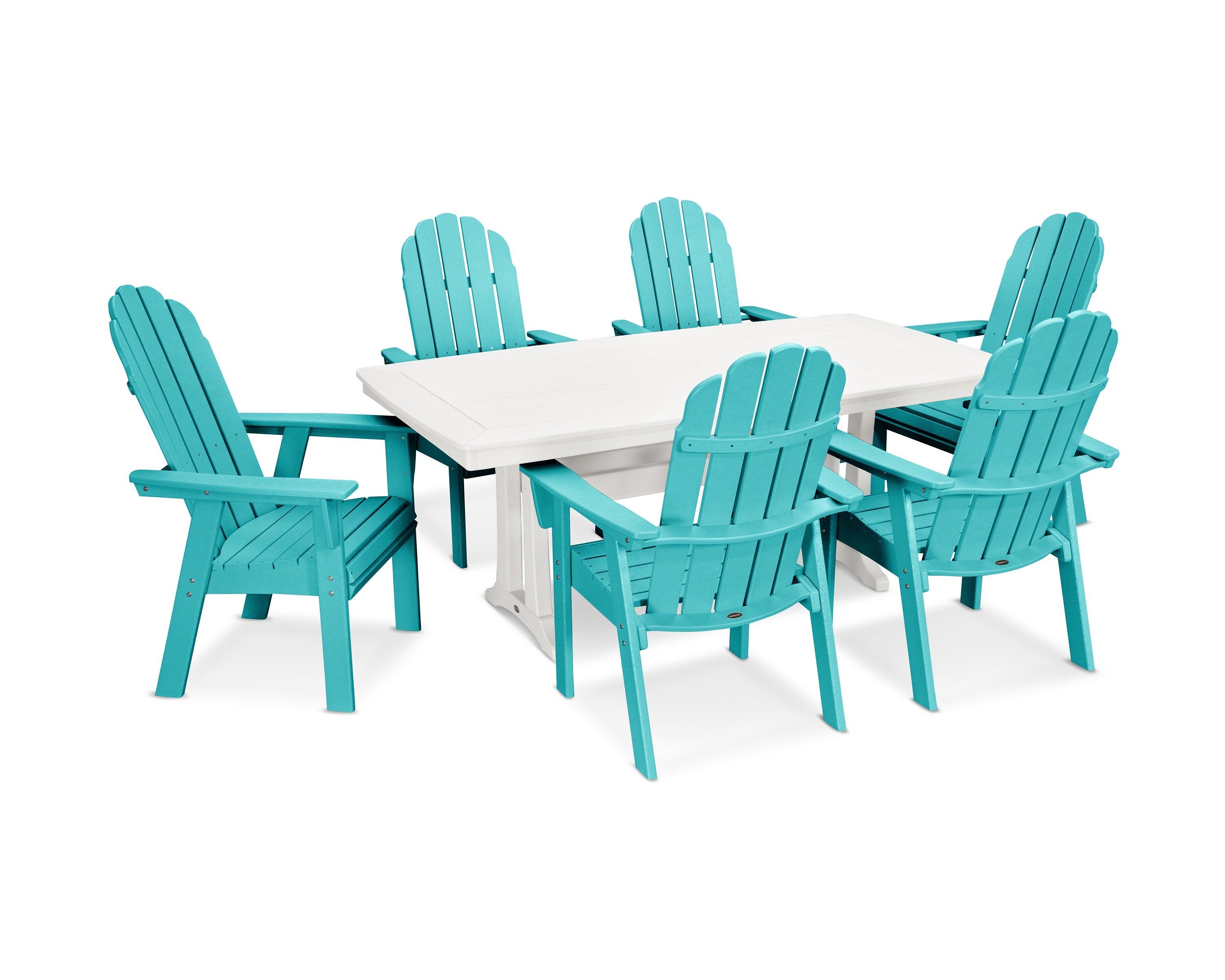 Vineyard Curveback Adirondack 7-Piece Dining Set with Trestle Legs 7