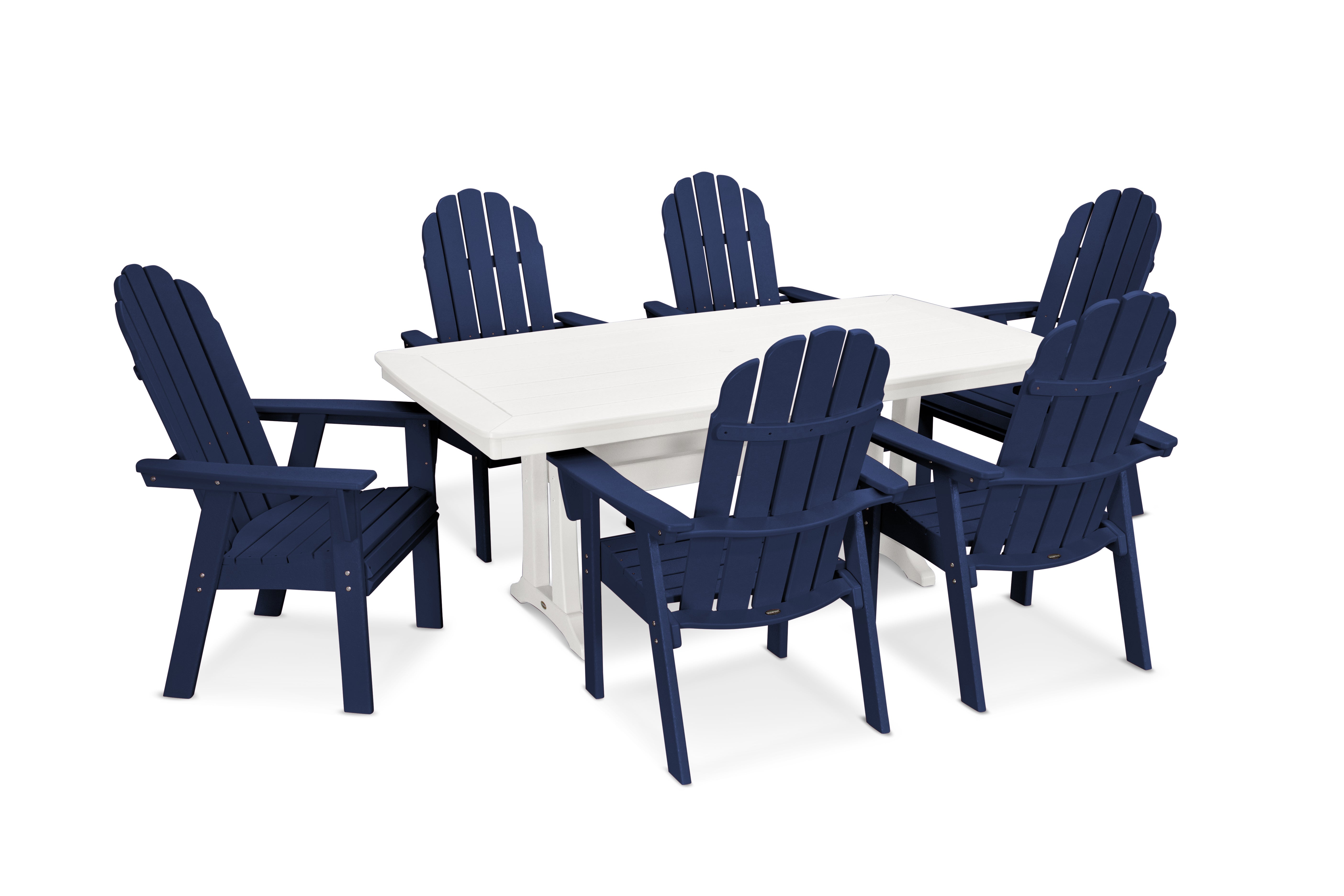 Vineyard Curveback Adirondack 7-Piece Dining Set with Trestle Legs 10