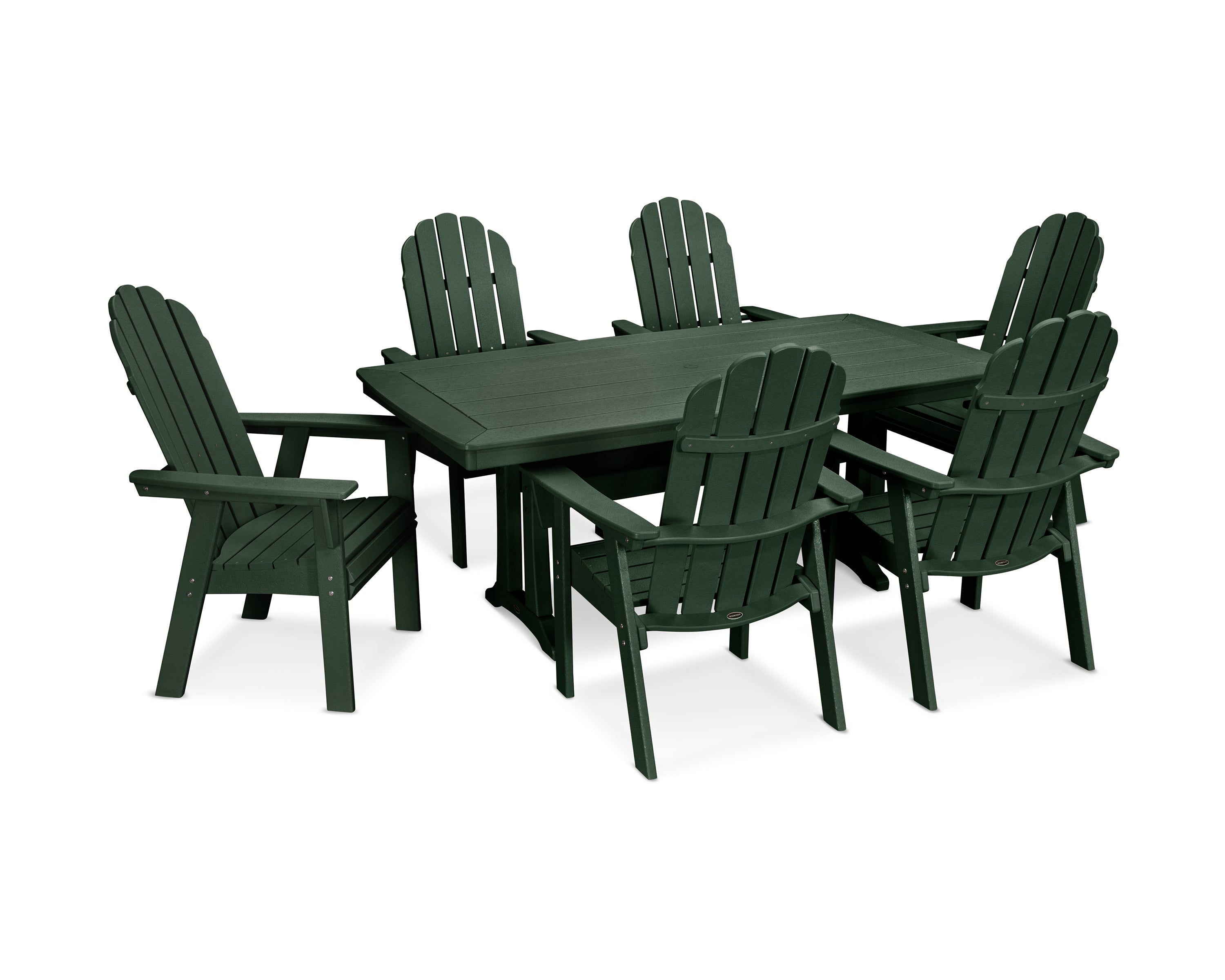 Vineyard Curveback Adirondack 7-Piece Dining Set with Trestle Legs 2