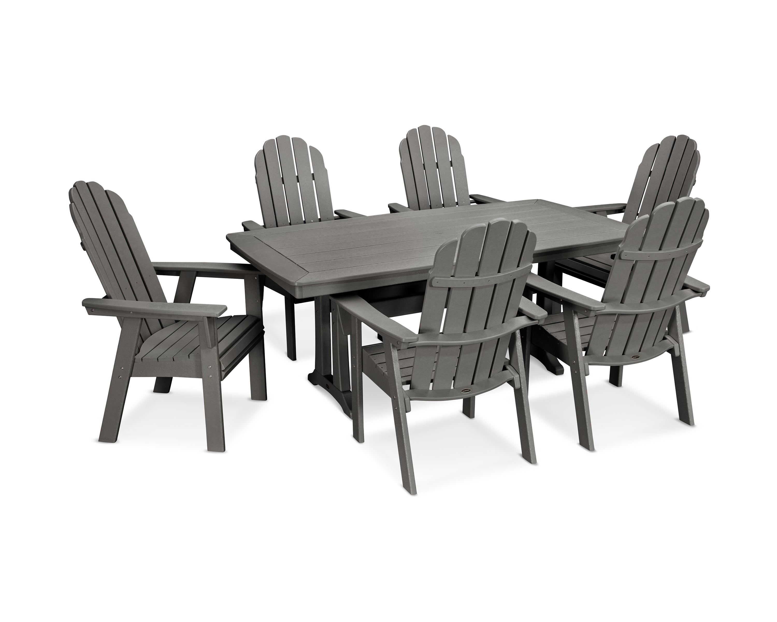 Vineyard Curveback Adirondack 7-Piece Dining Set with Trestle Legs 1