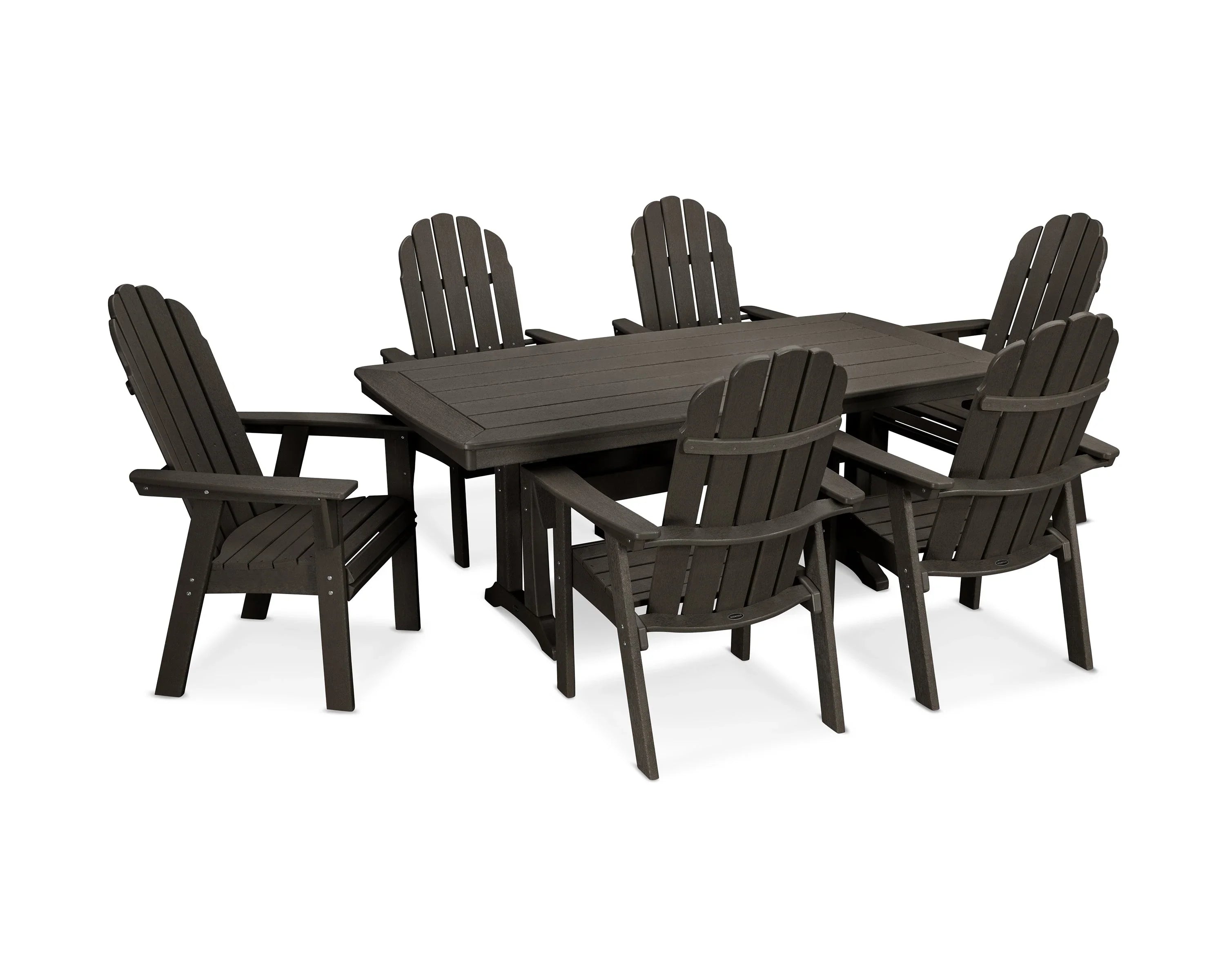 Vineyard Curveback Adirondack 7-Piece Dining Set with Trestle Legs 14