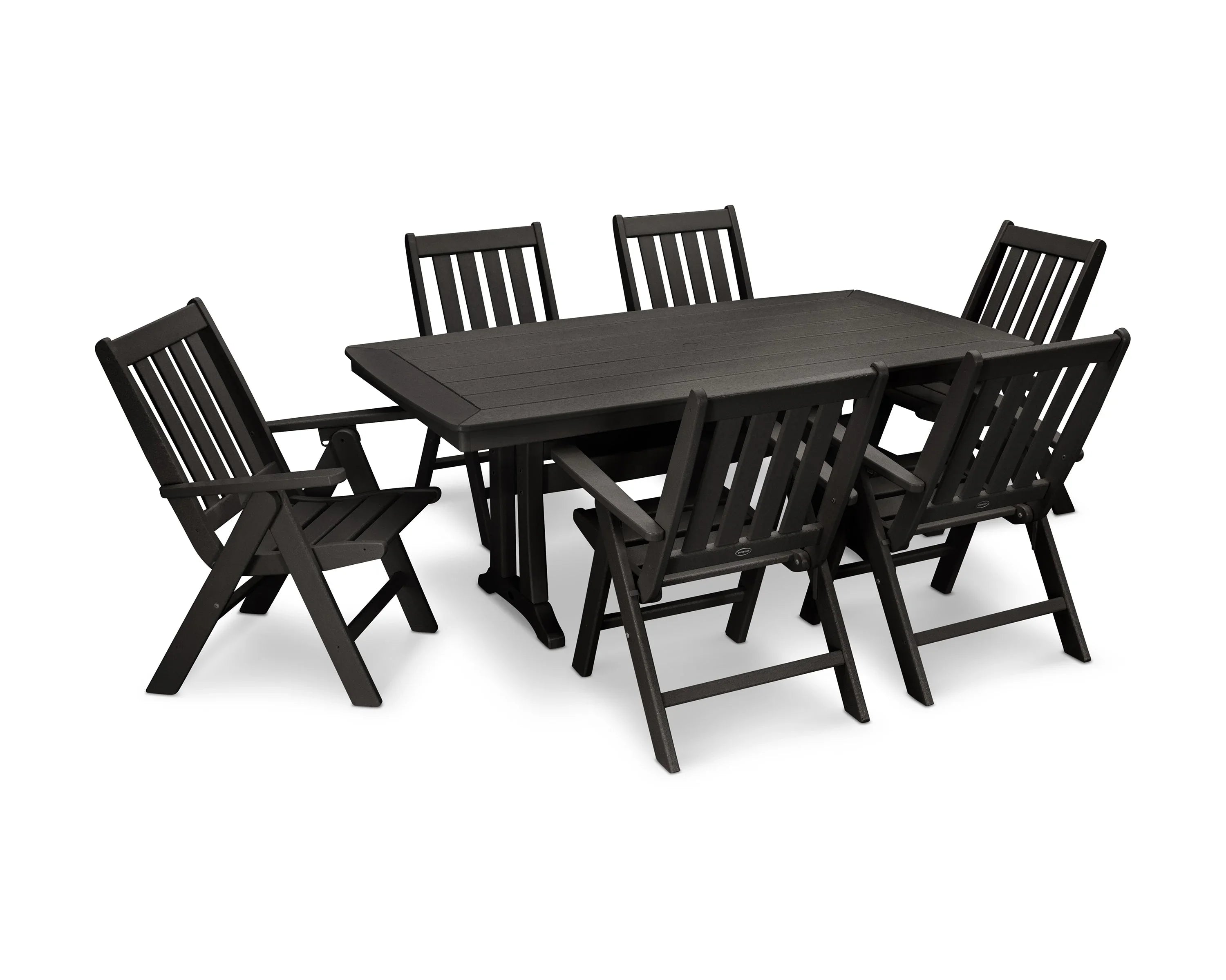 Vineyard Folding Chair 7-Piece Dining Set with Trestle Legs
