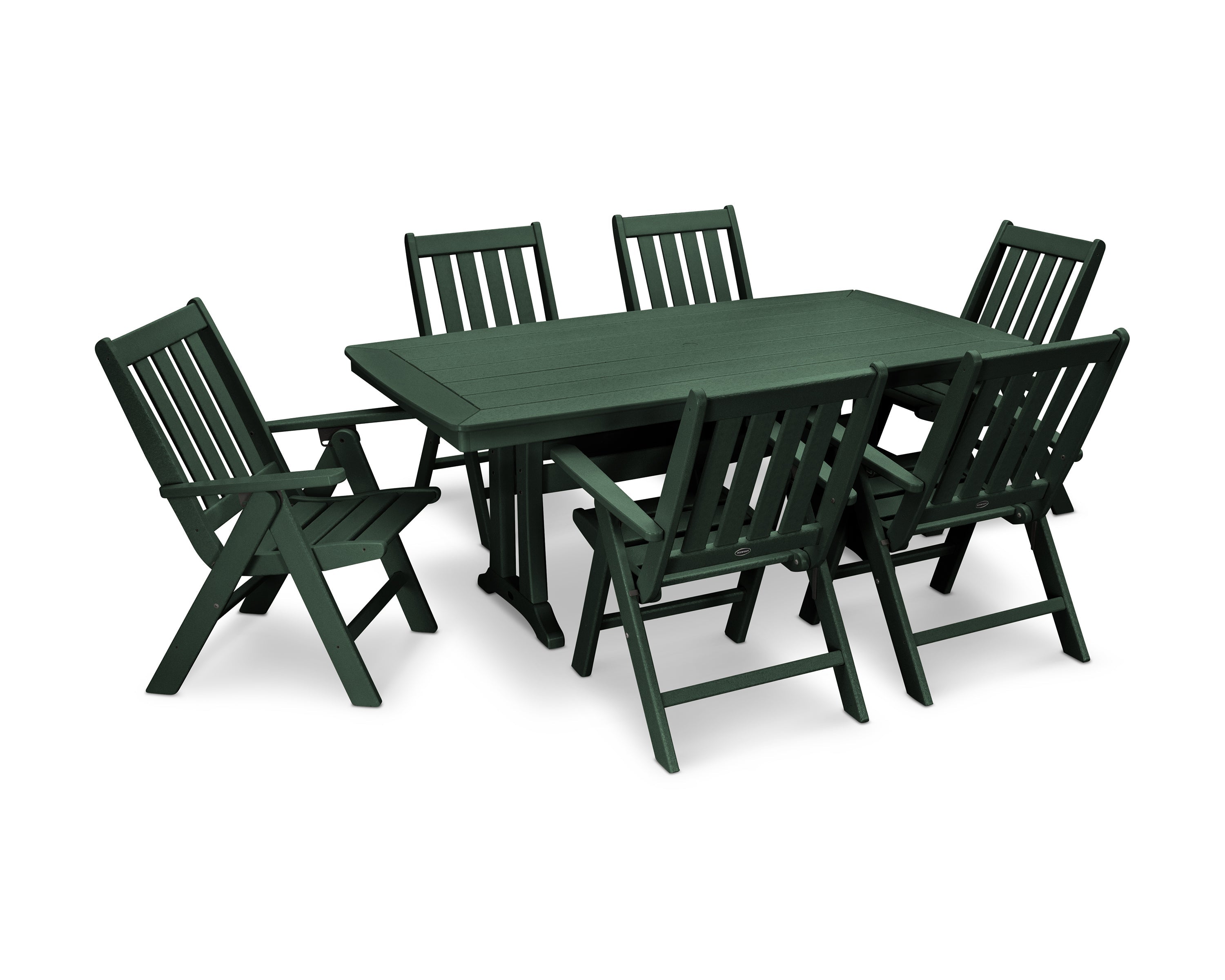 Vineyard Folding Chair 7-Piece Dining Set with Trestle Legs 2