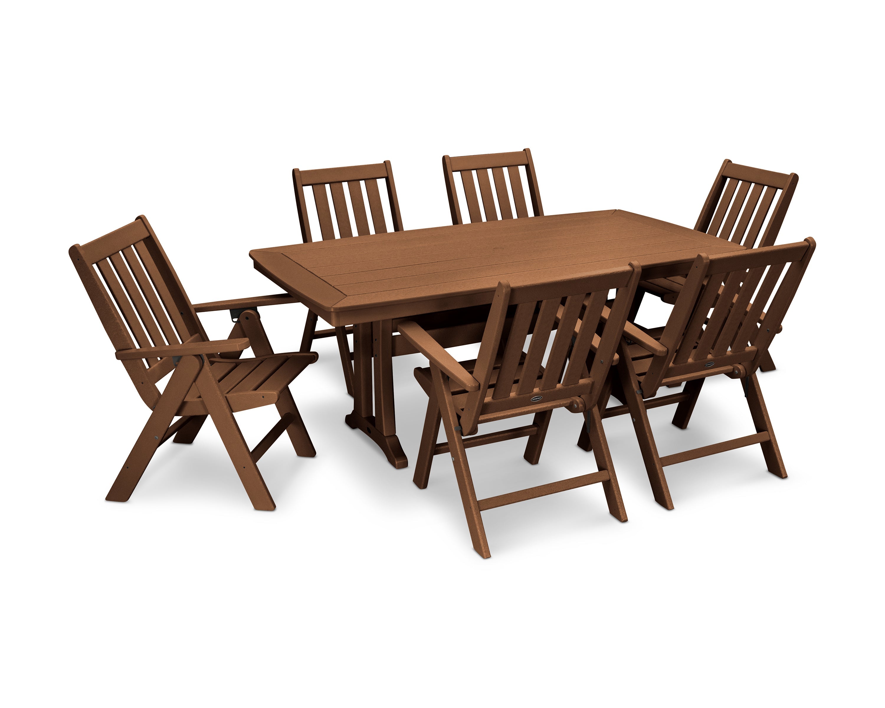 Vineyard Folding Chair 7-Piece Dining Set with Trestle Legs 4