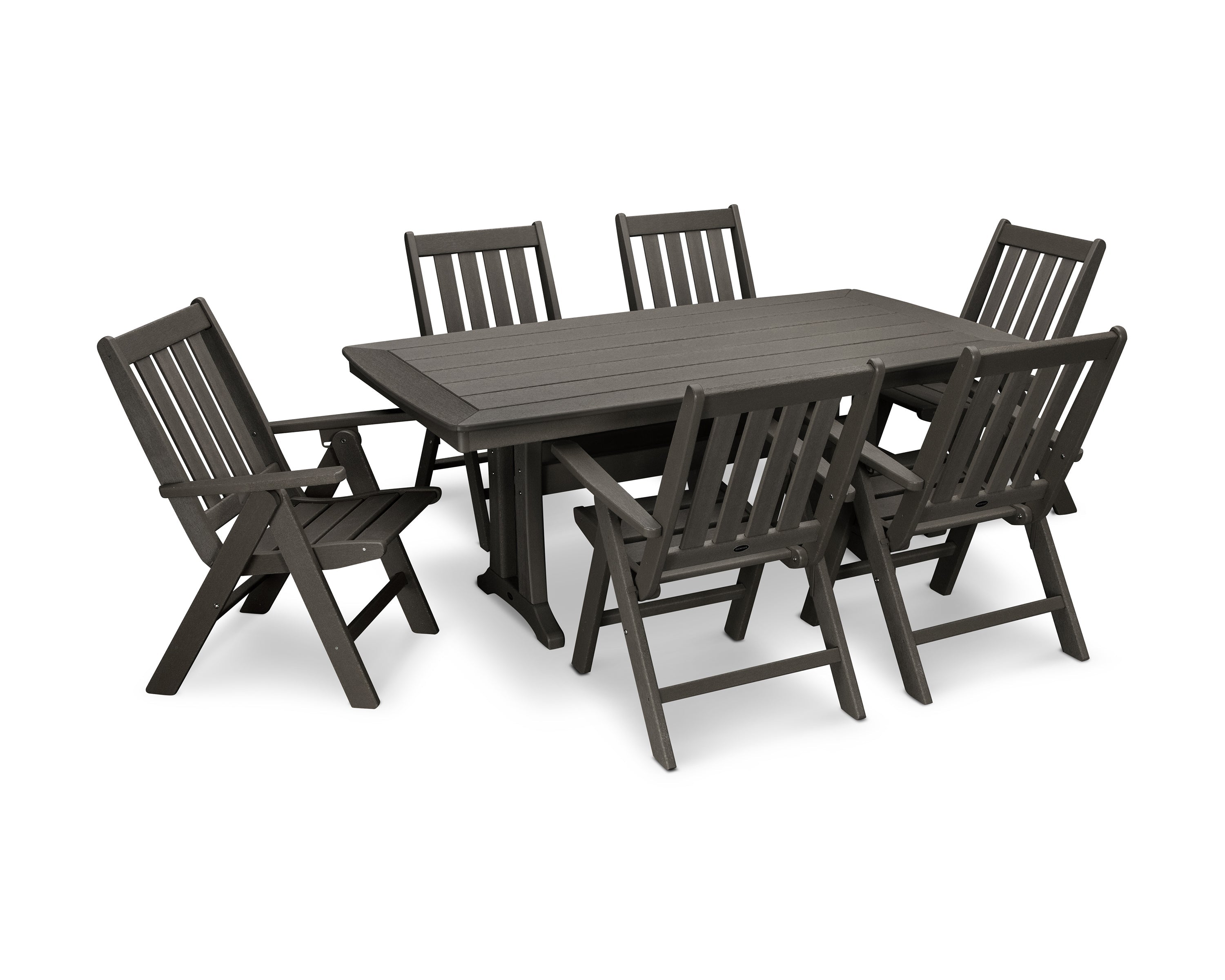 Vineyard Folding Chair 7-Piece Dining Set with Trestle Legs 7