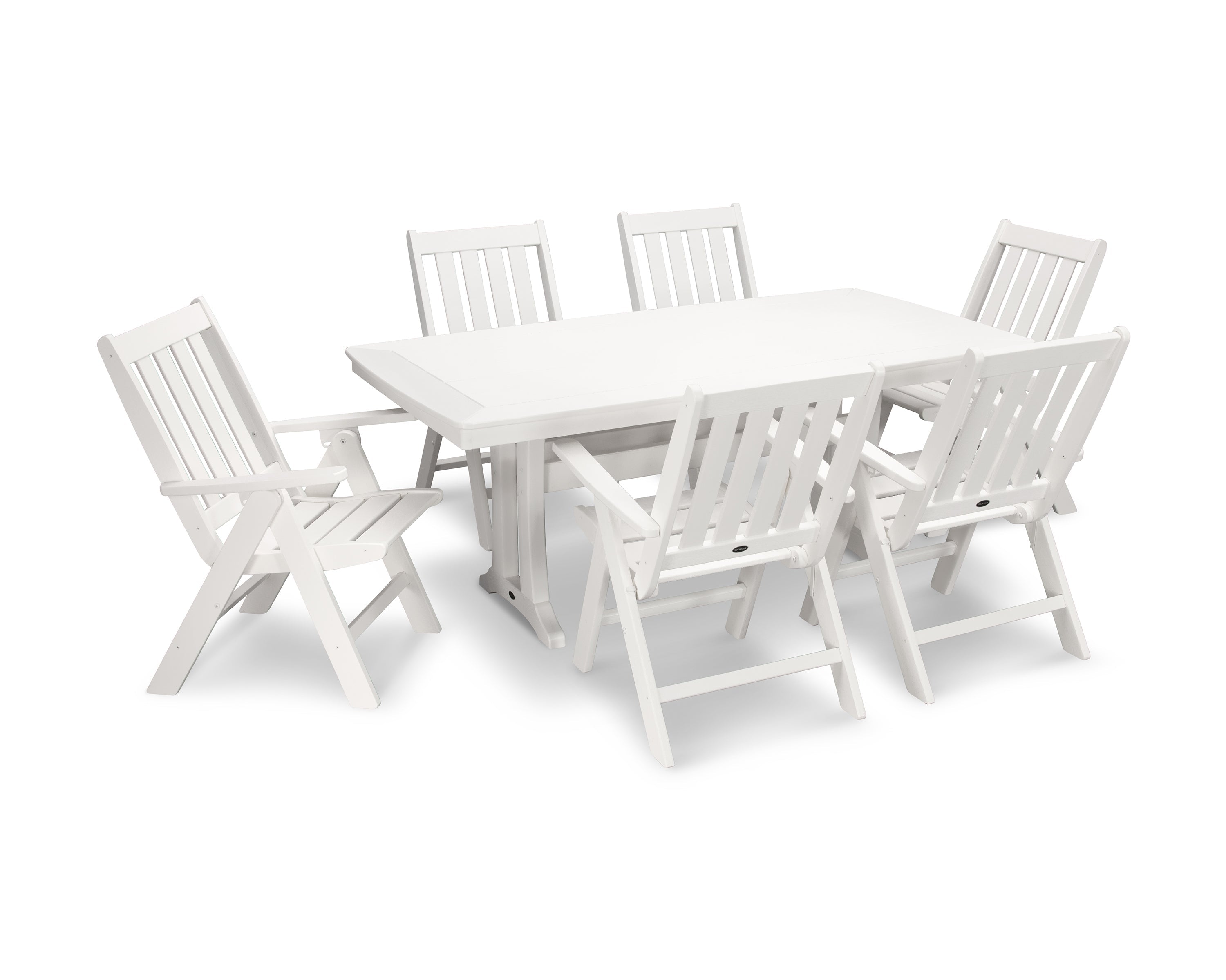 Vineyard Folding Chair 7-Piece Dining Set with Trestle Legs 6