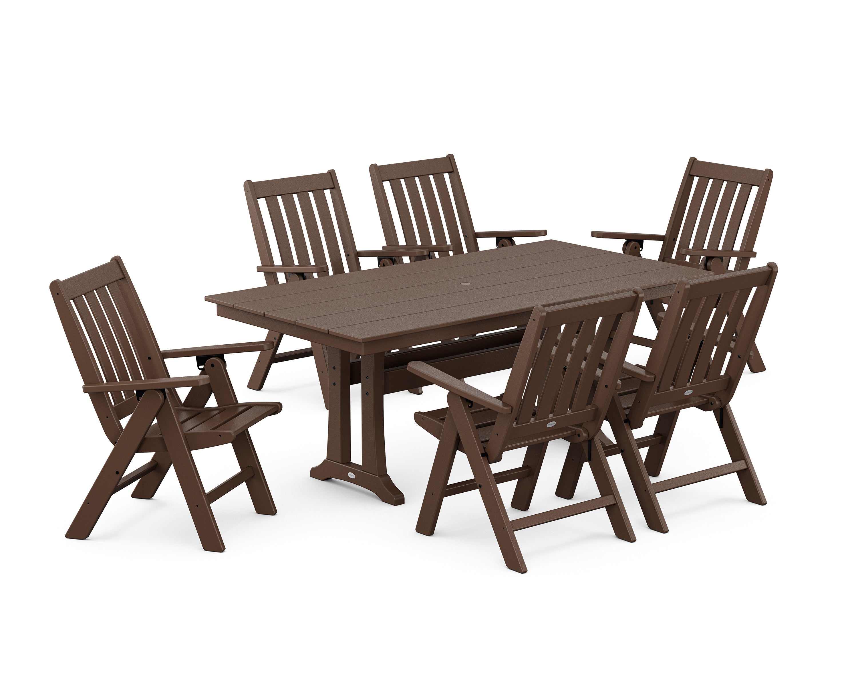 Vineyard Folding Chair 7-Piece Farmhouse Dining Set with Trestle Legs 3