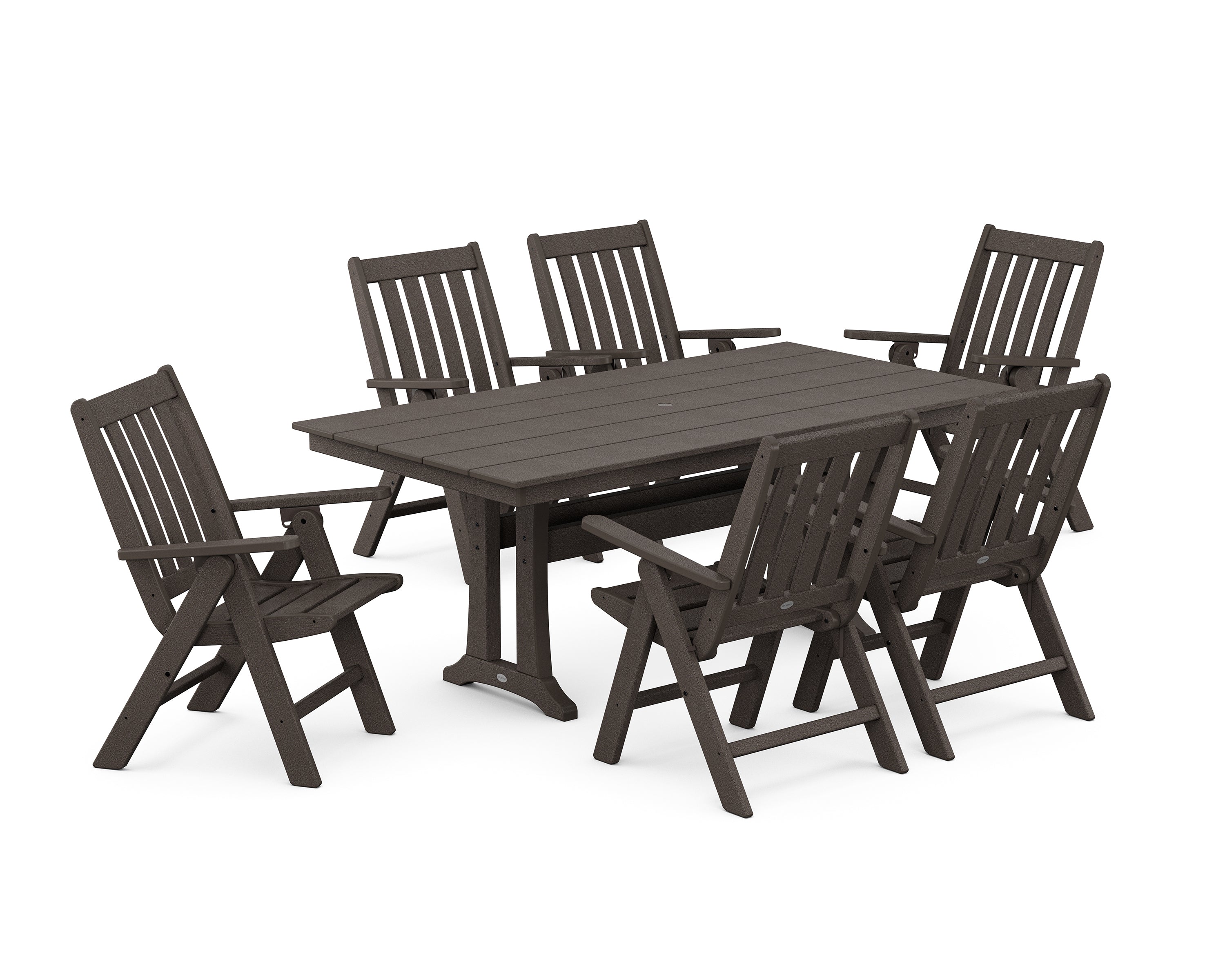 Vineyard Folding Chair 7-Piece Farmhouse Dining Set with Trestle Legs 7