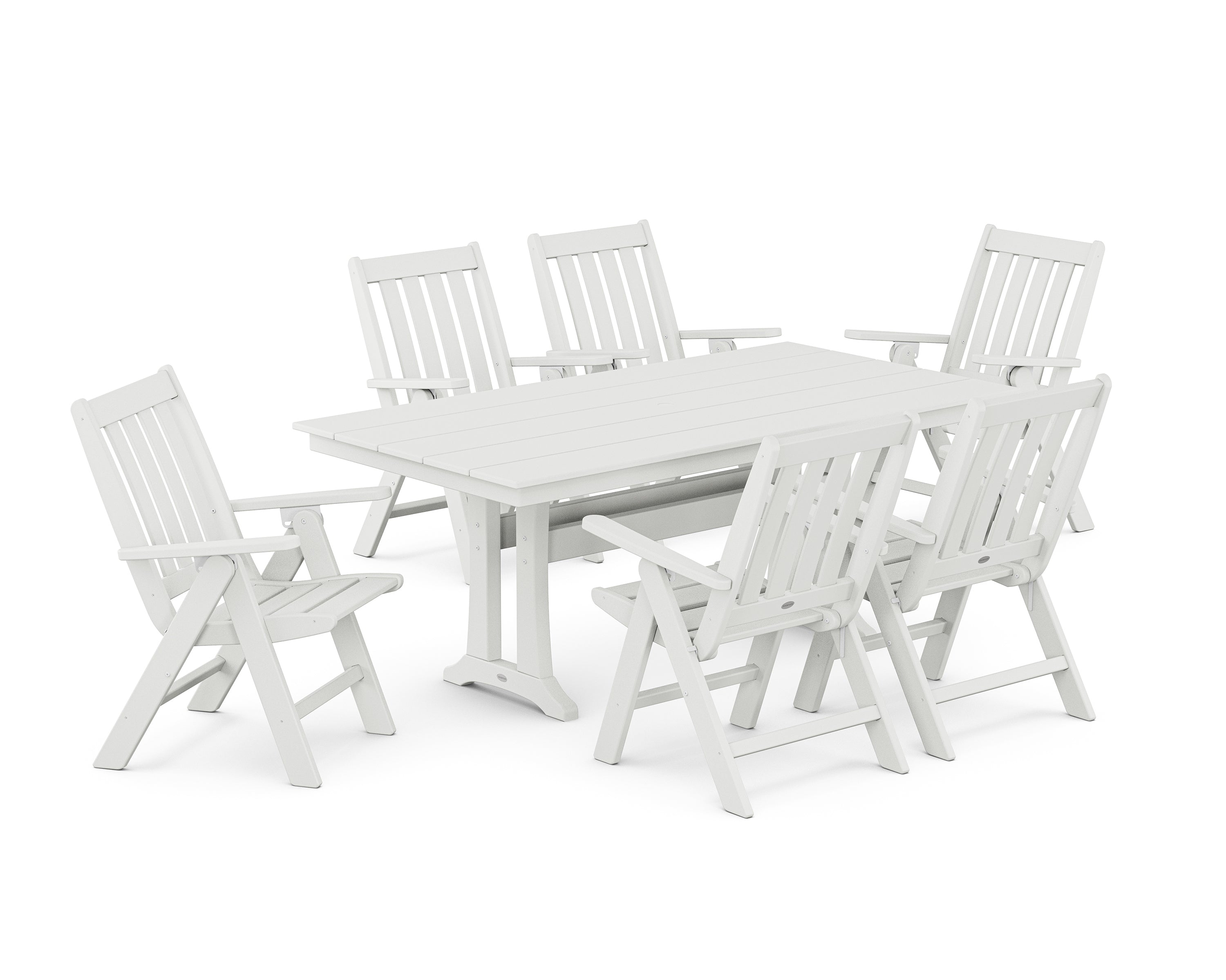 Vineyard Folding Chair 7-Piece Farmhouse Dining Set with Trestle Legs 6