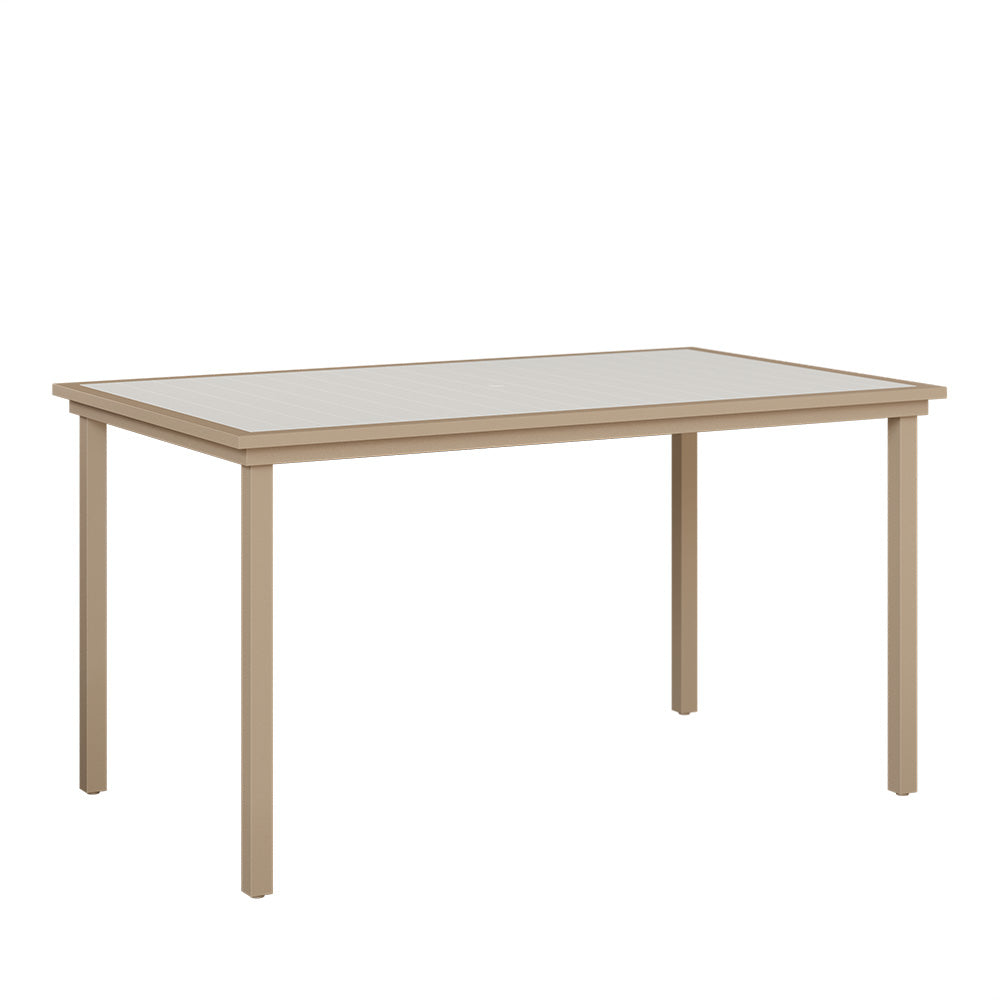 Vida 44" x 73" Poly Rectangular Bar Table with Umbrella Hole