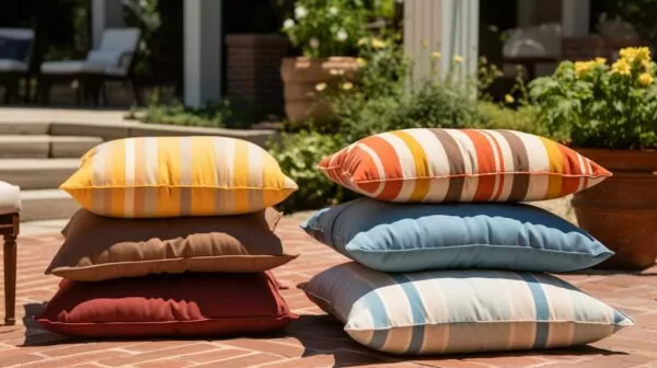 a stack of cushions for patio furniture