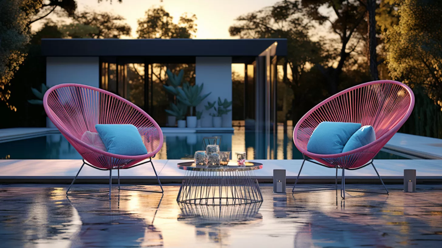 Modern chic decor with turquoise Acapulco chairs