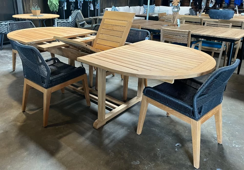 an image from our showroom of the Chelsea Teak Extension Table by Three Birds Casual