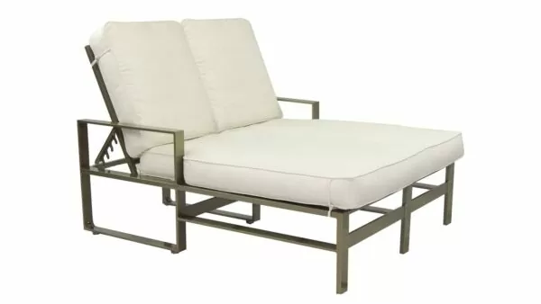 The Cushioned Park Place double lounge by Castelle does double duty as a daybed and a poolside lounge chair for two.
