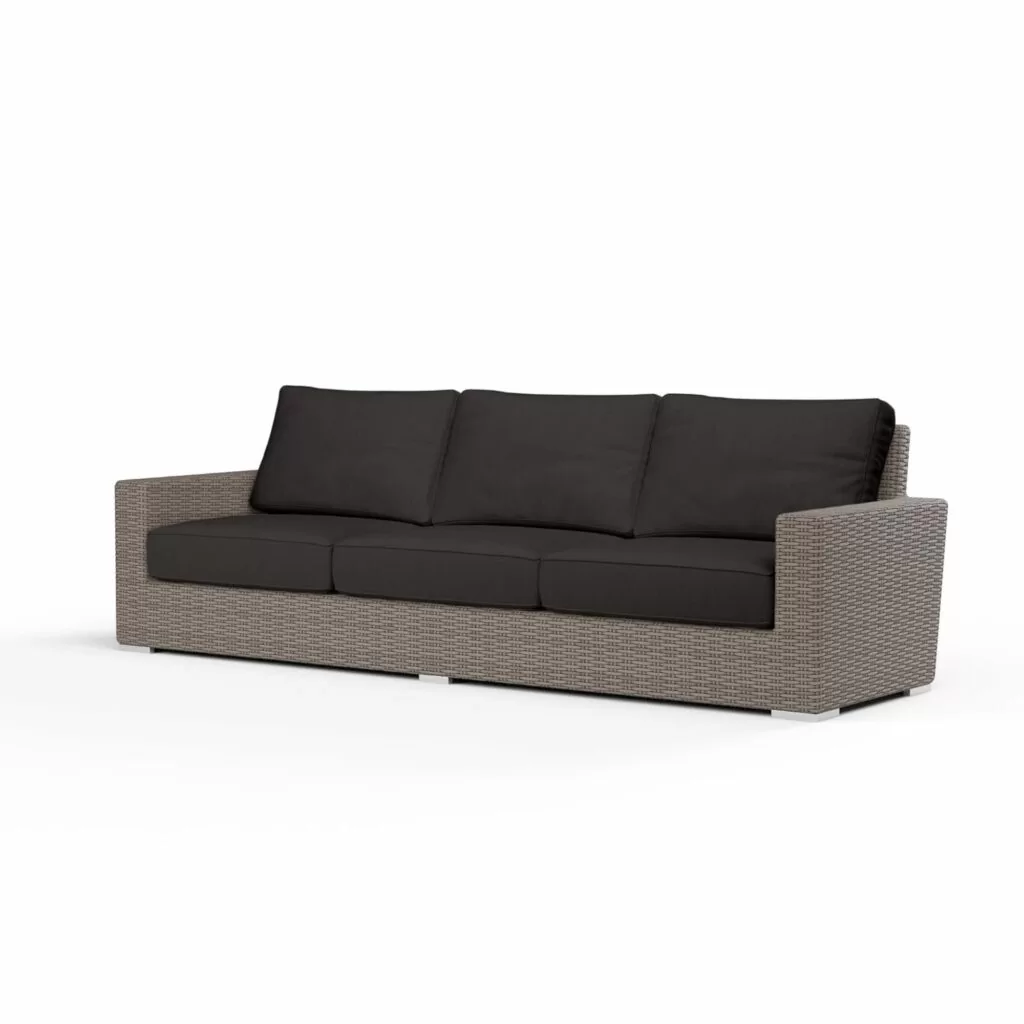 coronado wicker sofa black cushions