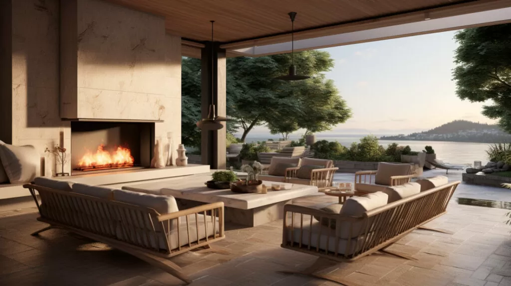 lkbm123 A photo of an covered outdoor living space with fireplace2