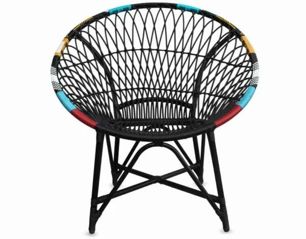 mandala lounge club chair chaos black synthetic wicker patio outdoor furniture exotic colorful