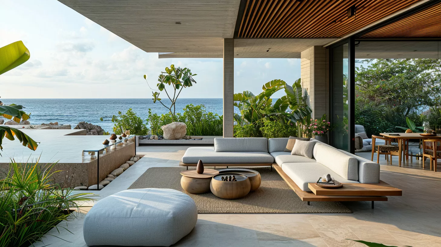 outdoor patio near the ocean of a luxury home