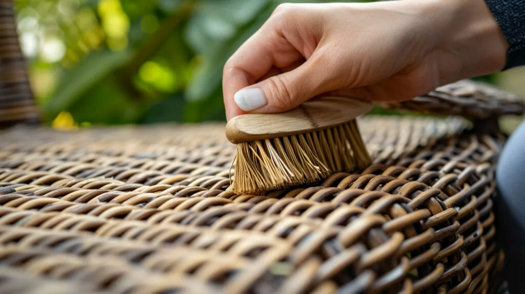 brush out cracks on wicker