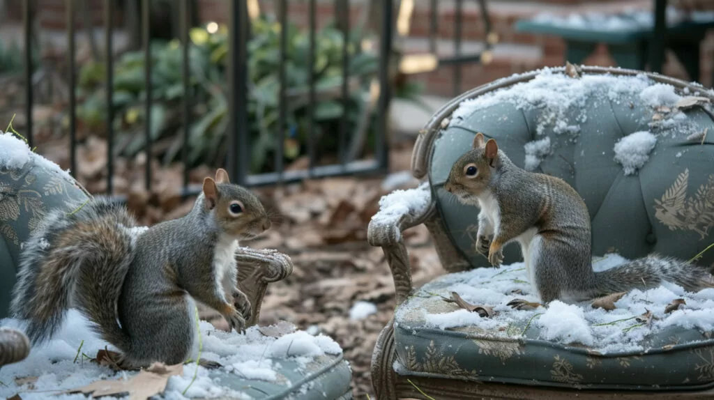 squirrels ripping up patio furniture cushion