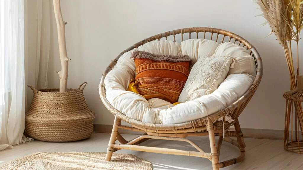 rattan wicker round chair in living room