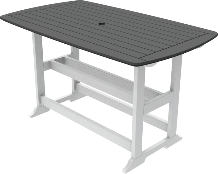 Seaside Casual Portsmouth 72" x 42" Rectangular Bar Table with Umbrella Hole
