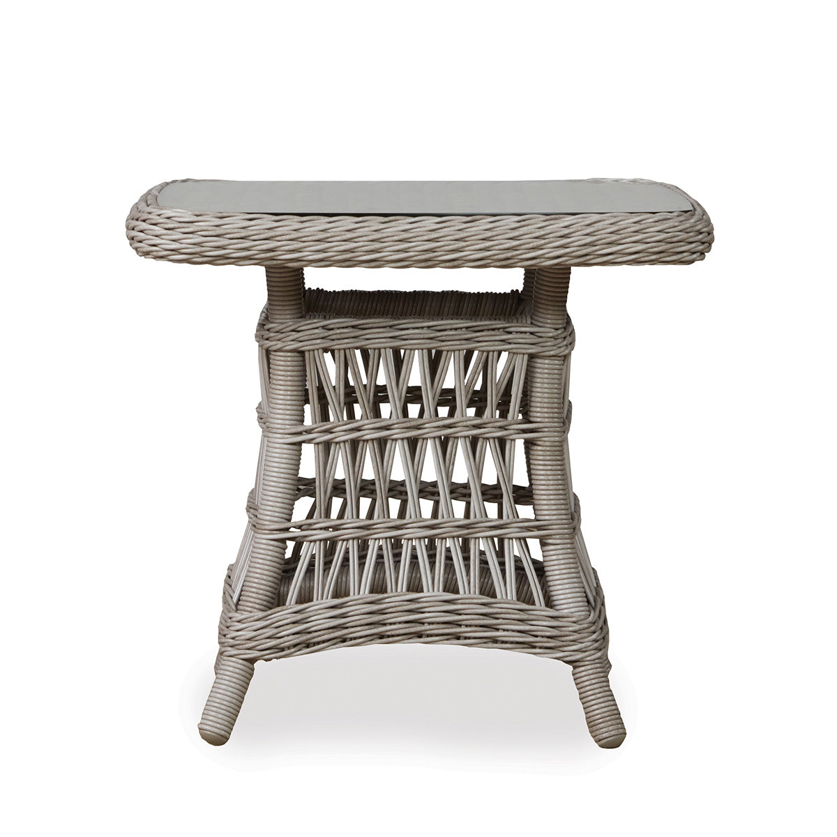 Lloyd Flanders Mackinac Square Woven Top End Table