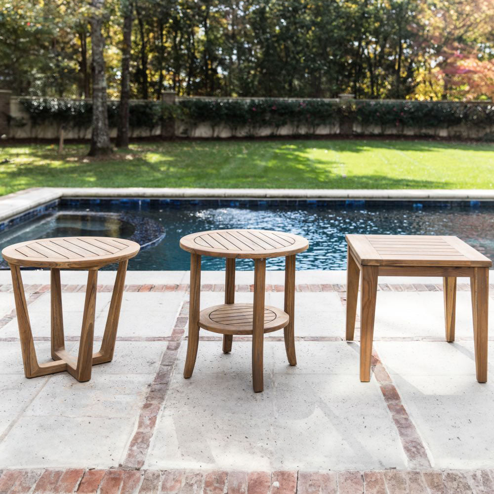 Lloyd Flanders Teak Round End Table