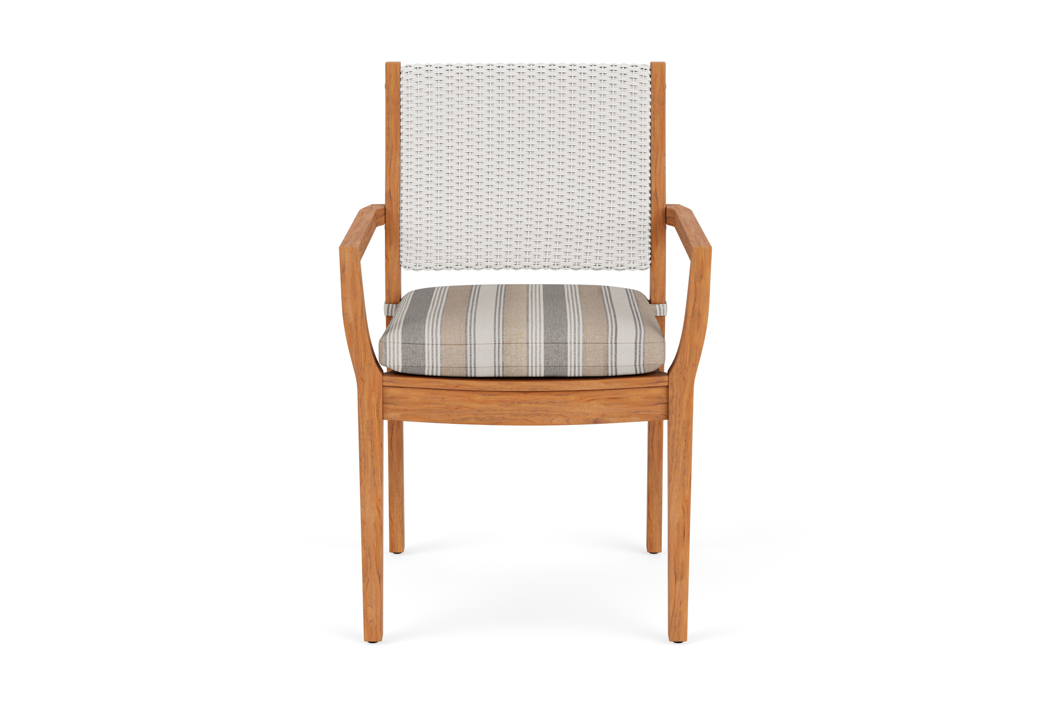 Lloyd Flanders Teak Dining Arm Chair with Loom Back