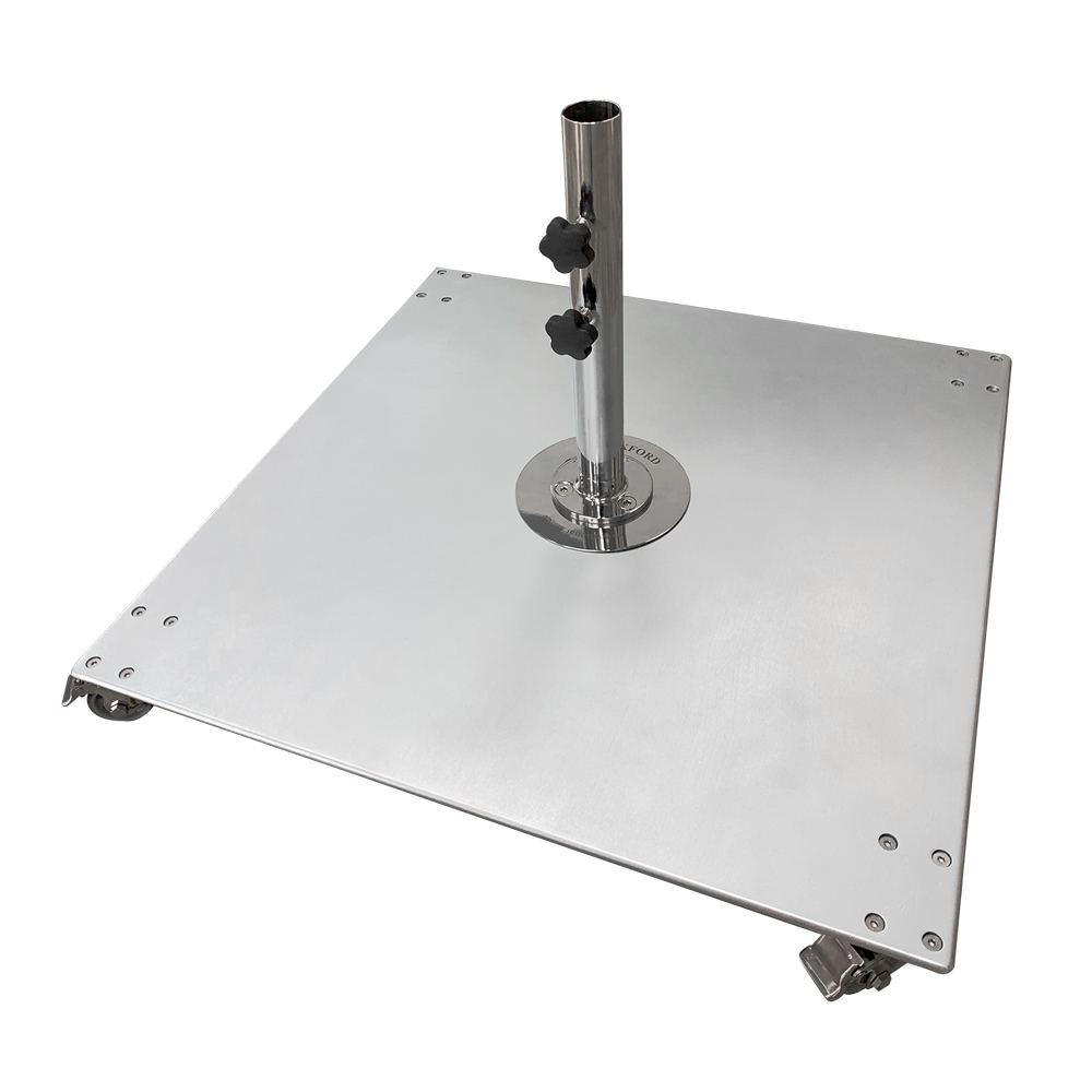 Galvanized Stackable 200 lb. Steel Plate Square Umbrella Base w/ Optional Wheels