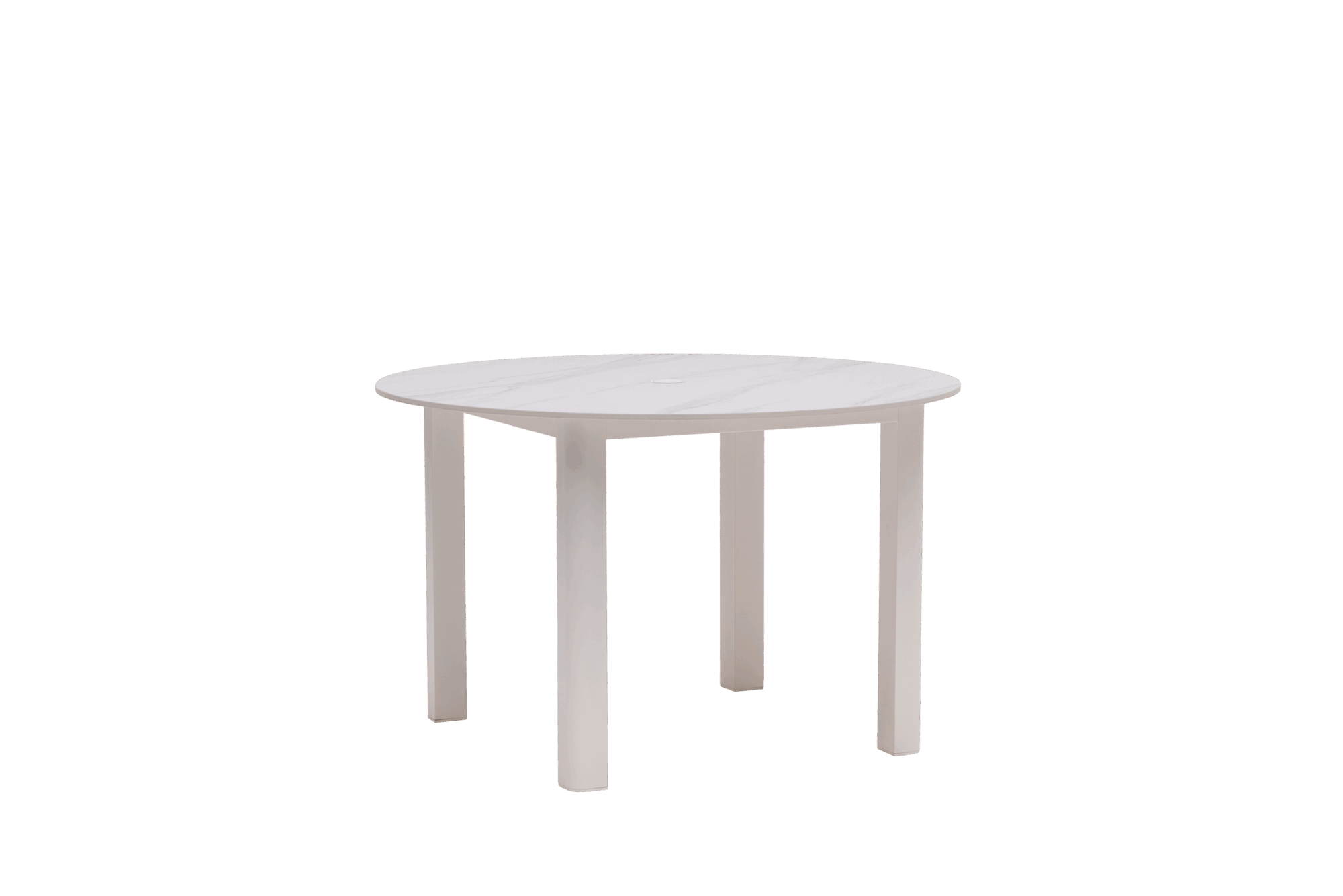 Gemelli Hampshire 48" Round Dining Table with Umbrella Hole - Glacier White/White