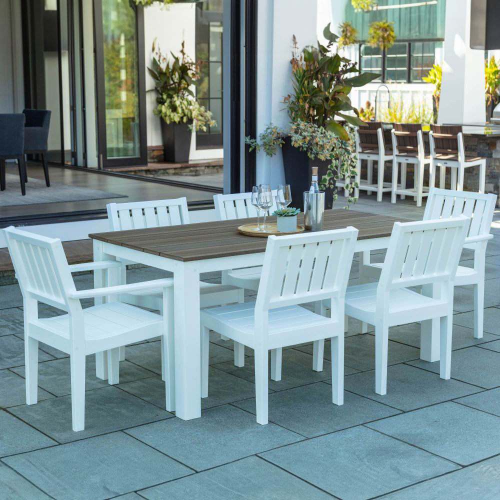 Seaside Casual Greenwich Dining Arm Chair with Slatted Back