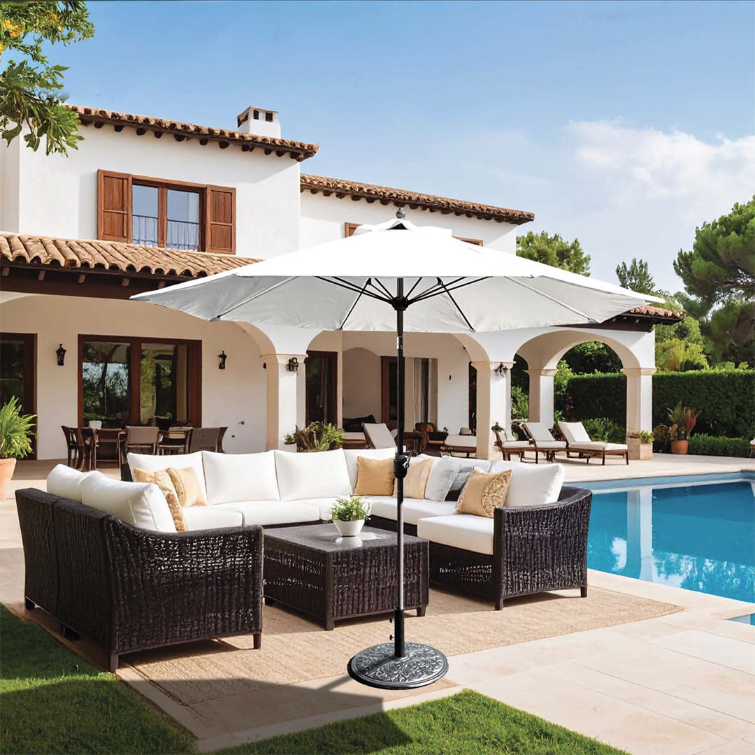 Galtech 9' Octagon Manual-Tilt Market Umbrella w/ Fiberglass Ribs (636)