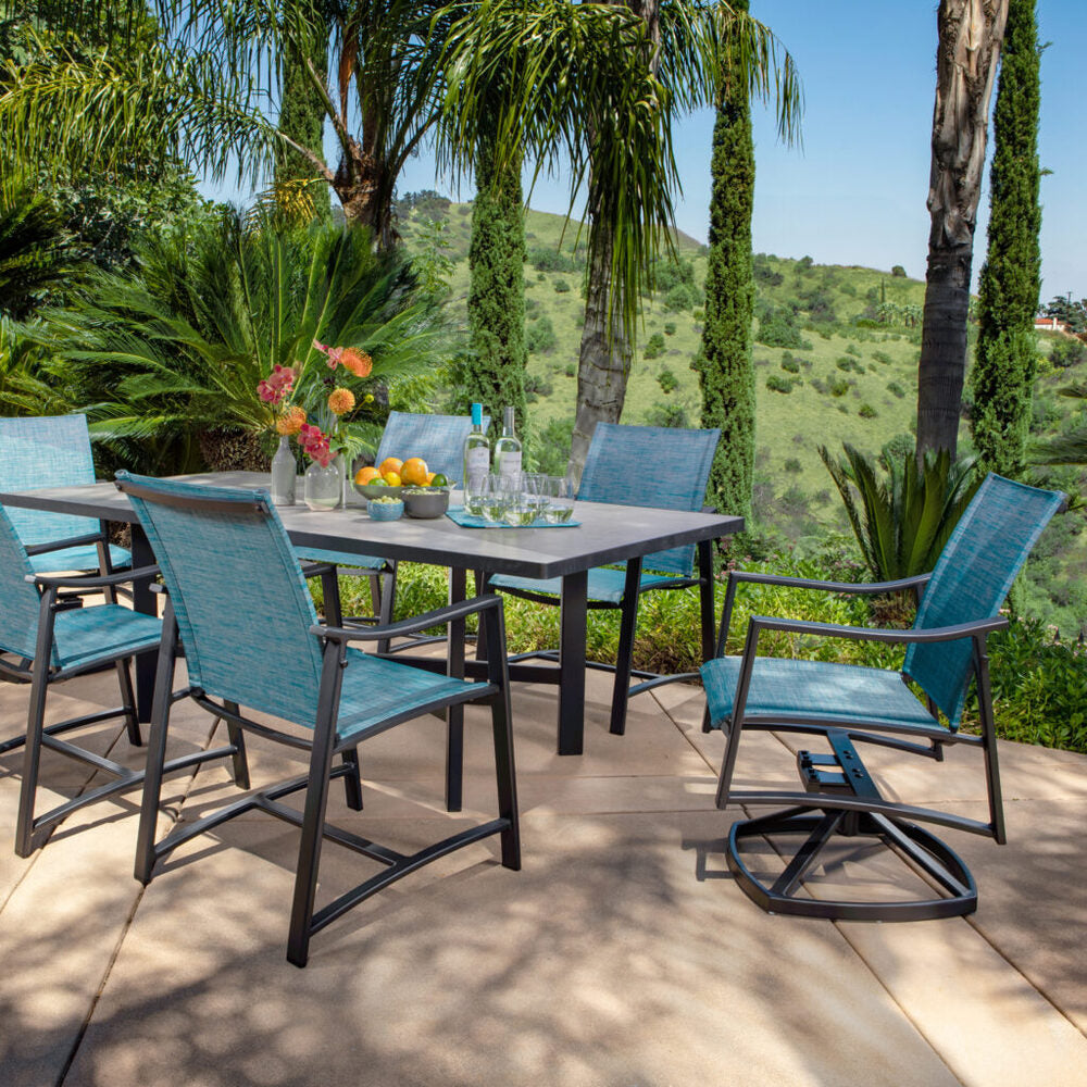 Avana Sling Swivel Rocker Dining Arm Chair