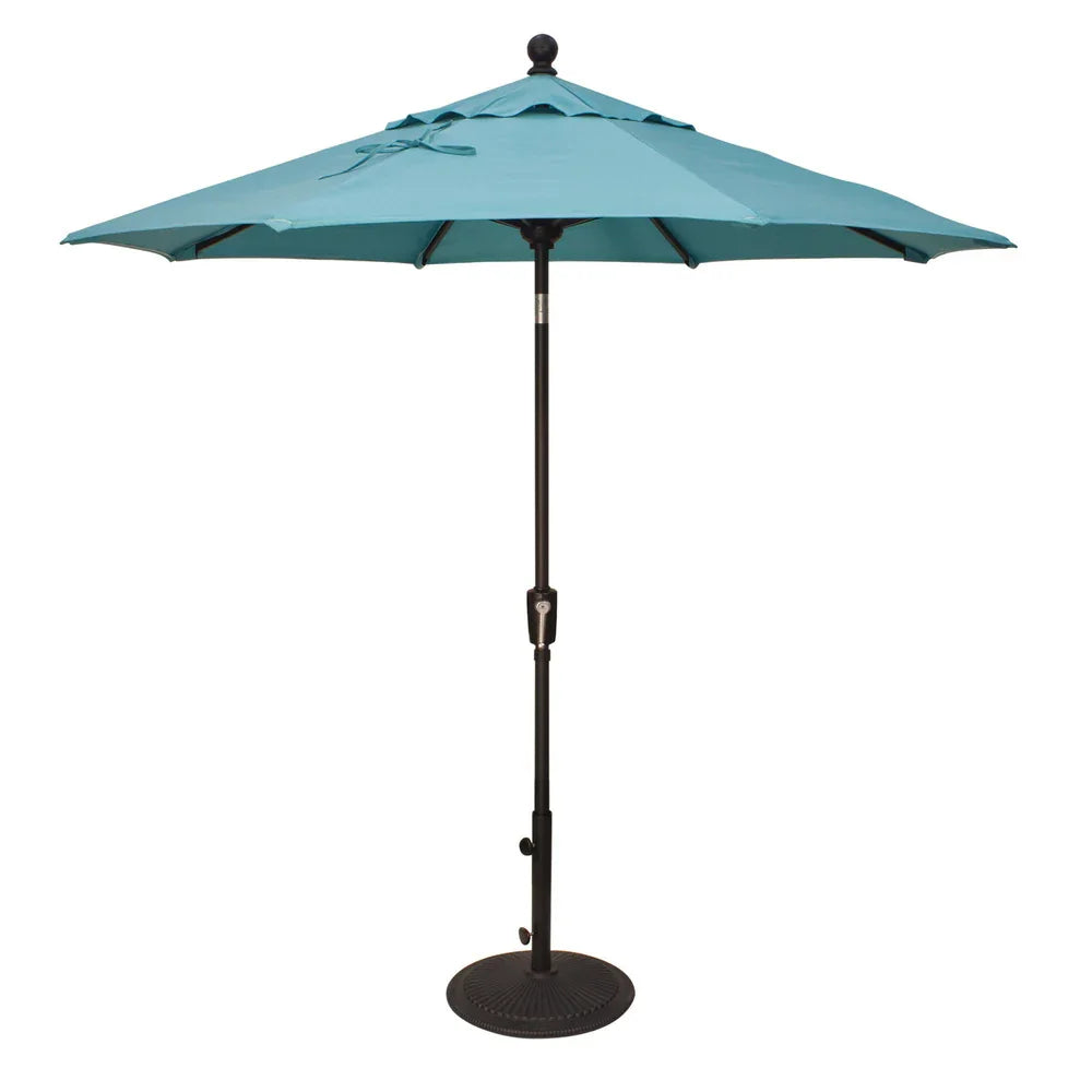 Treasure Garden 7.5 ft. Push Button Tilt Market Umbrella, Black Finish, Aqua Color
